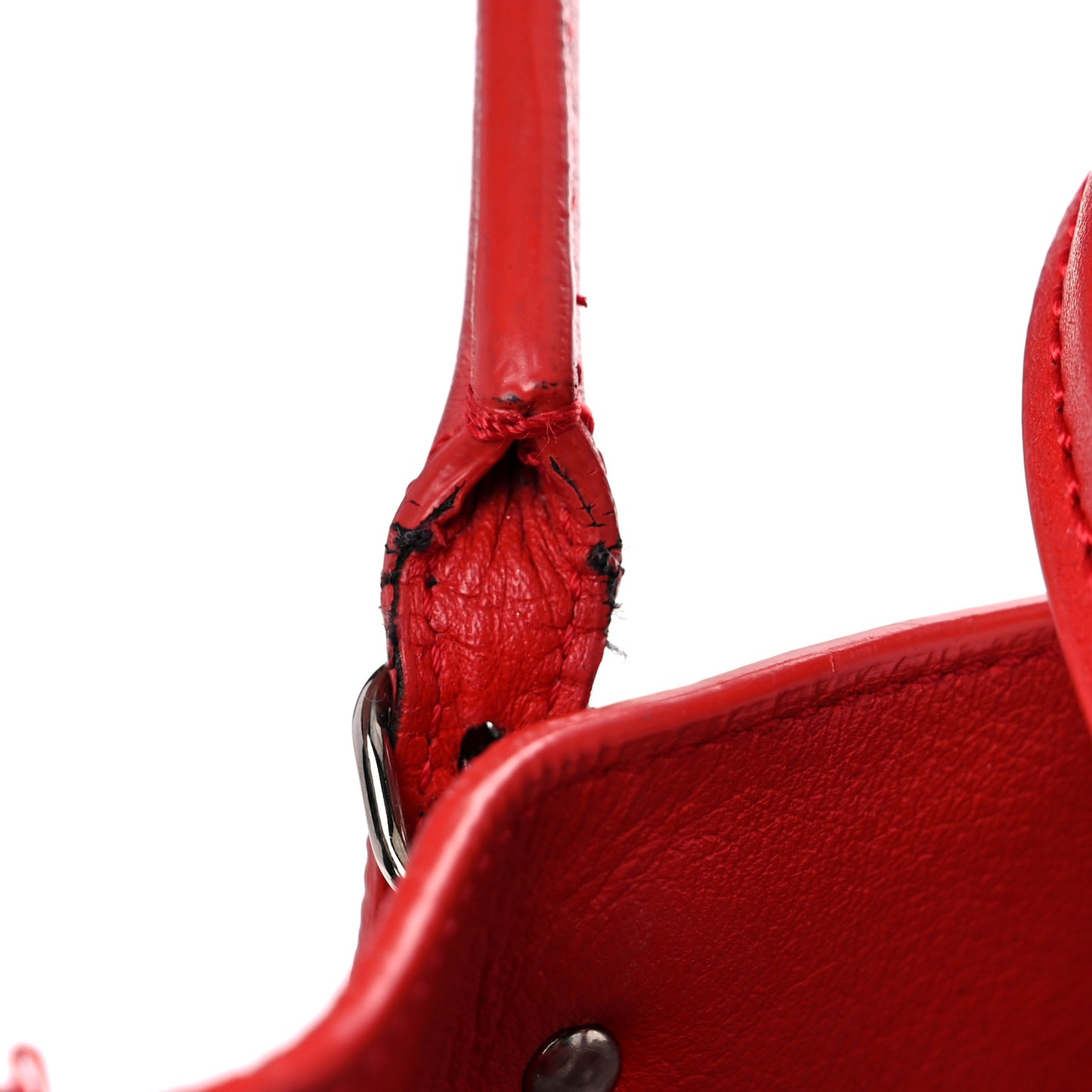 Veau Souple Papier Mini A4 Tote Rouge Cerise