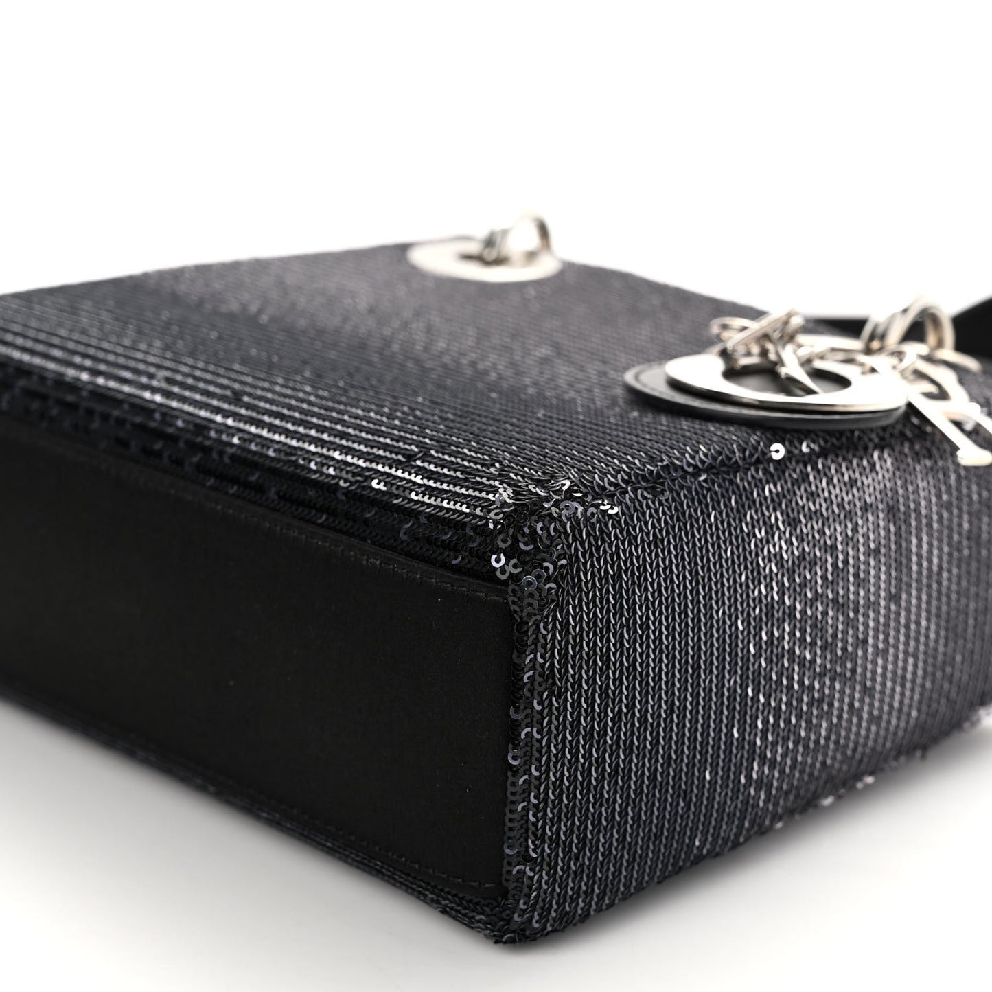 Satin Sequin Gradient Mini Lady Dior Black Silver