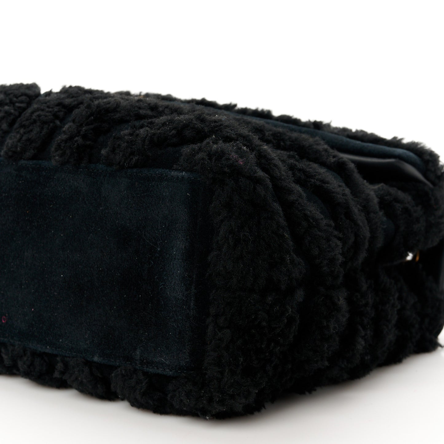 Shearling Y Quilted Monogram Medium Loulou Chain Satchel Black