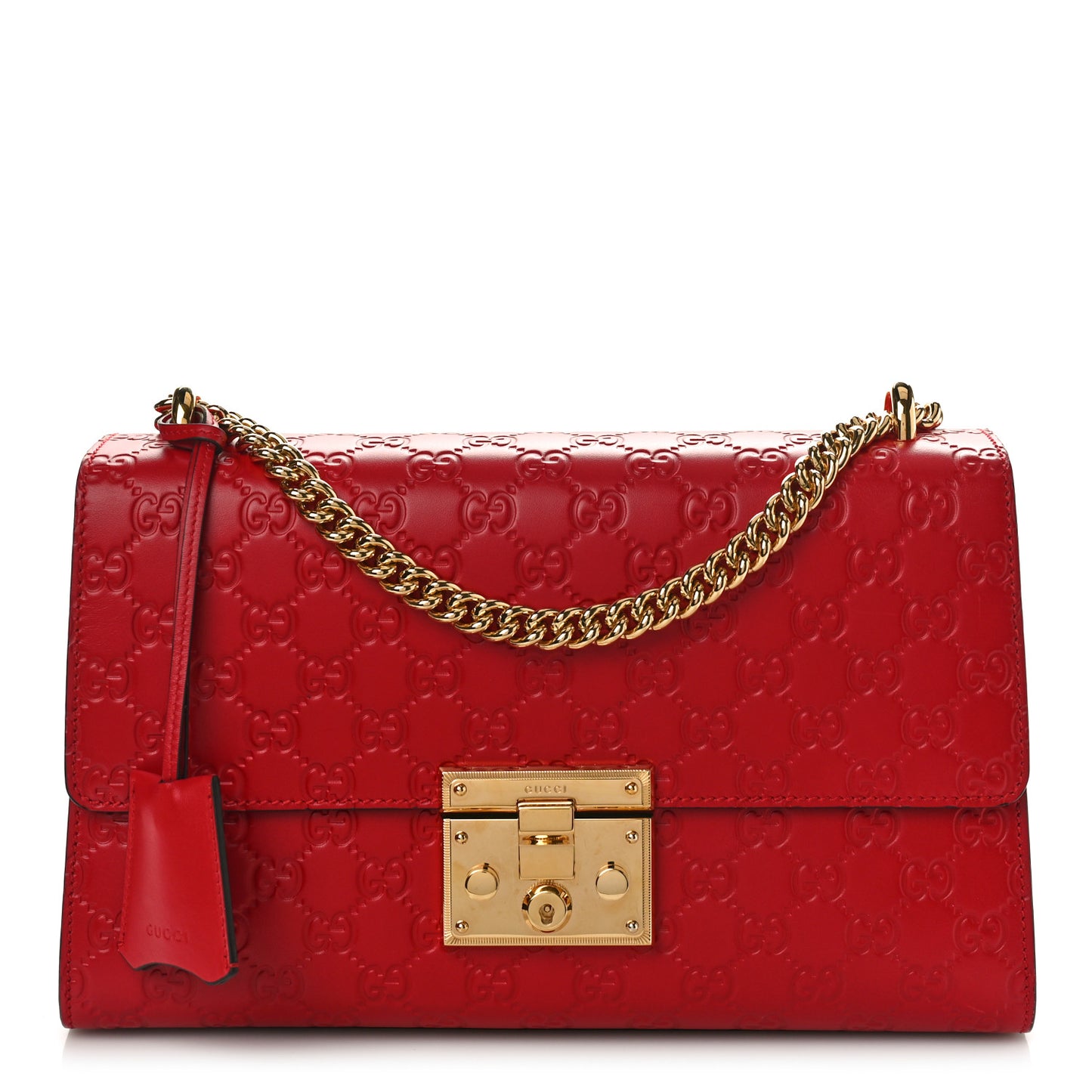 Guccissima Medium Padlock Shoulder Bag Hibiscus Red