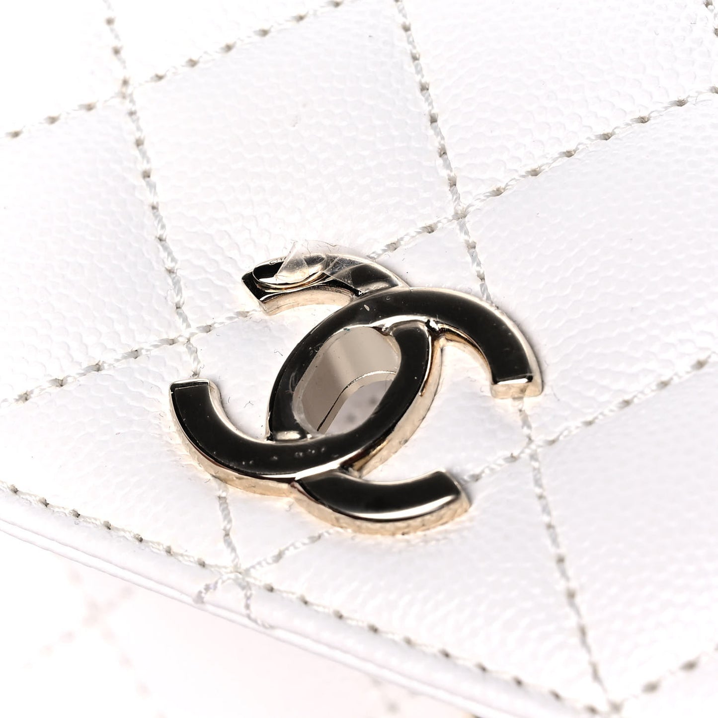Caviar Quilted Mini Coco Handle Flap White