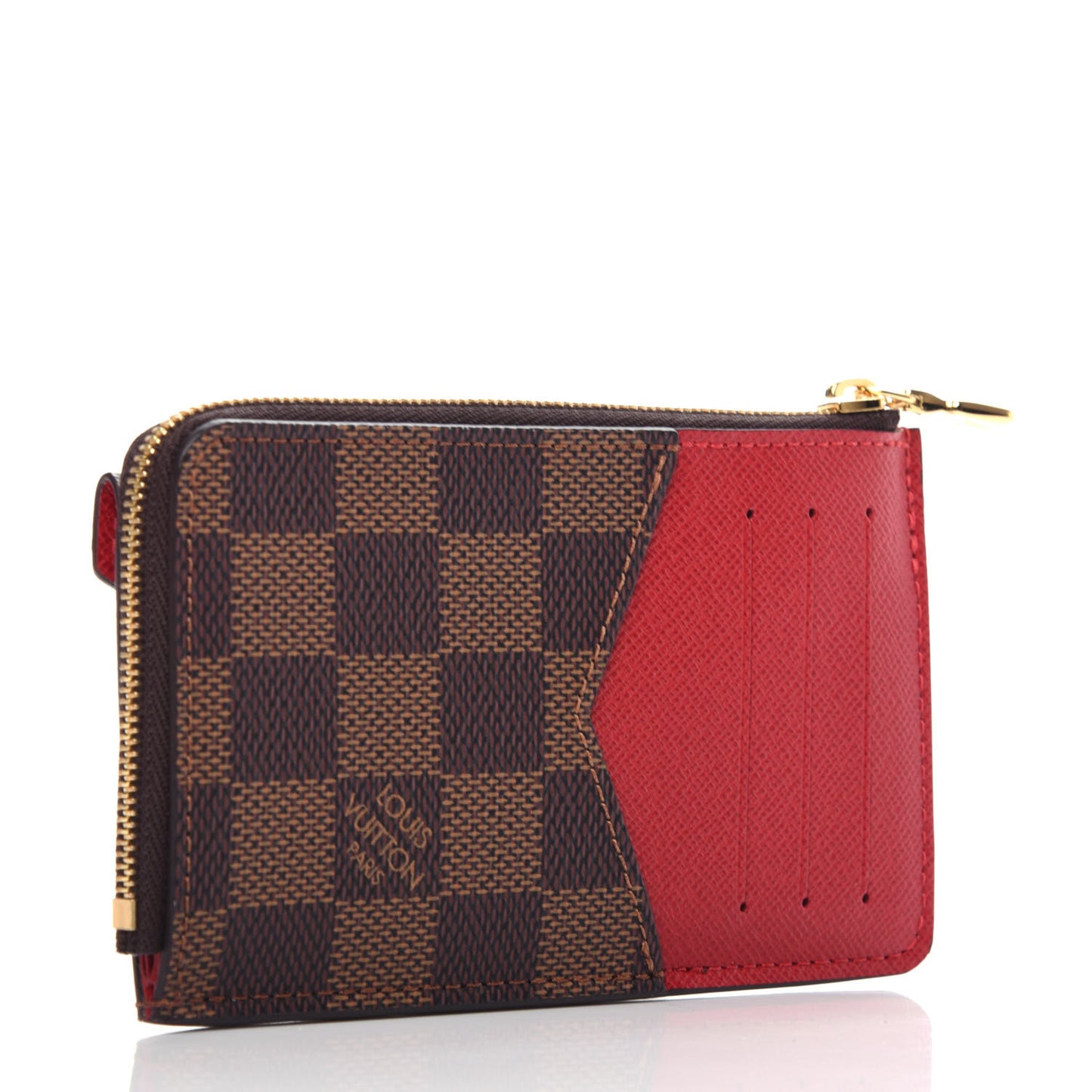Damier Ebene Recto Verso Card Holder Red