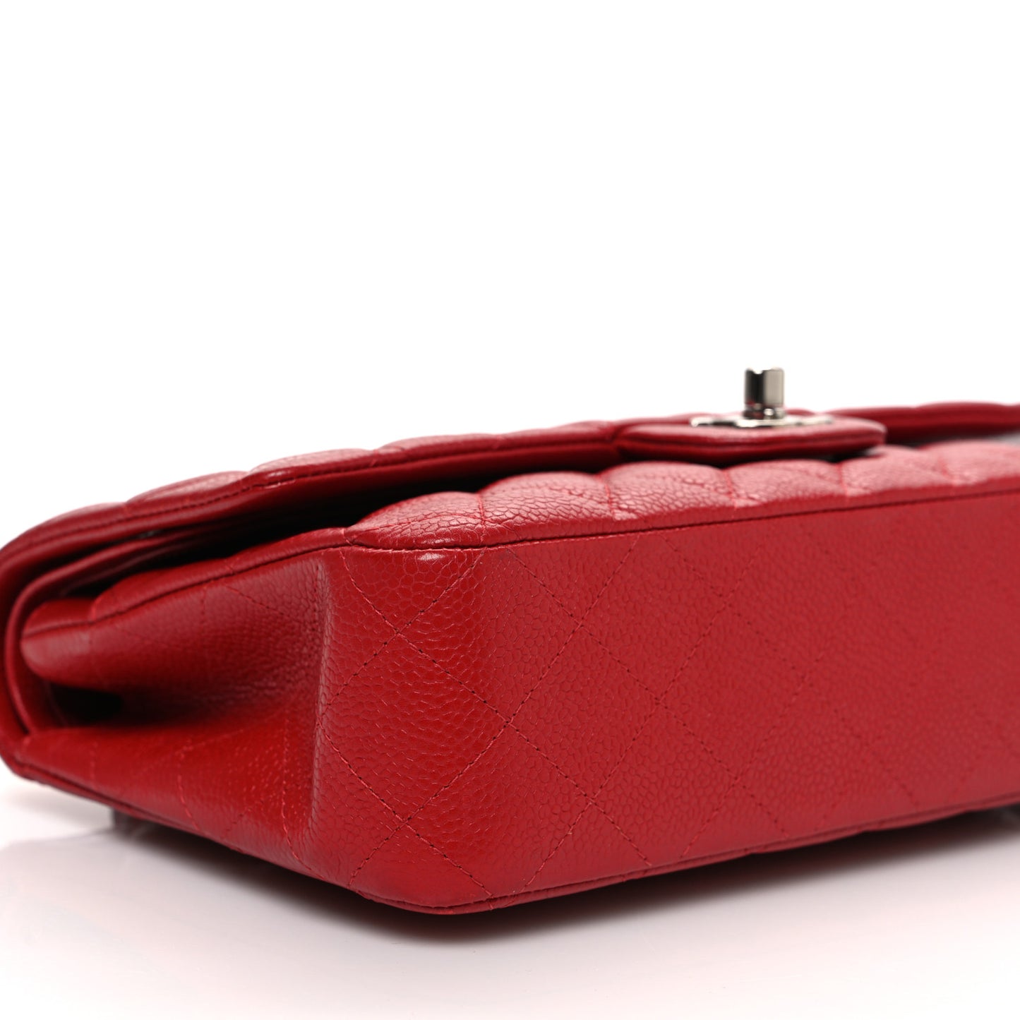 Caviar Quilted Medium Double Flap Red