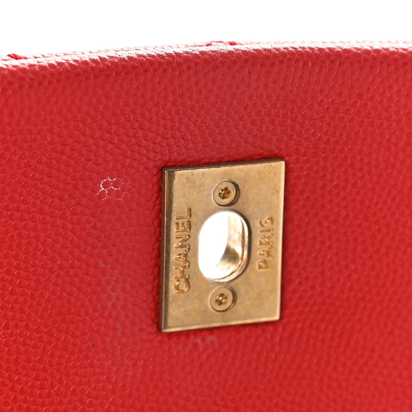 Caviar Quilted Small Coco Handle Flap Red