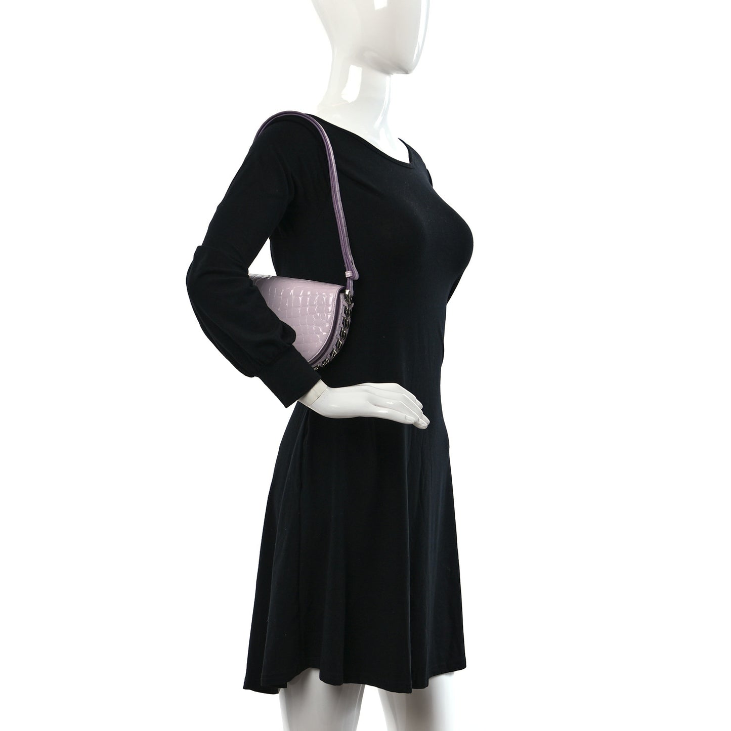 Eco Alter Crocodile Embossed Nappa Small Frayme Shoulder Bag Lilac