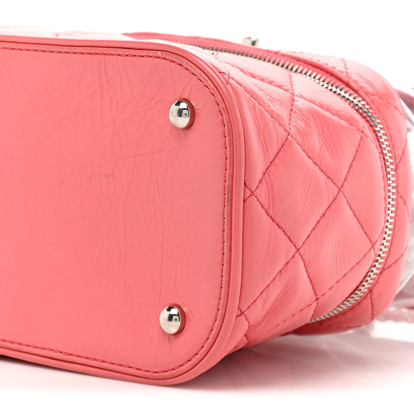 Crumpled Calfskin PVC Quilted Flap Pink