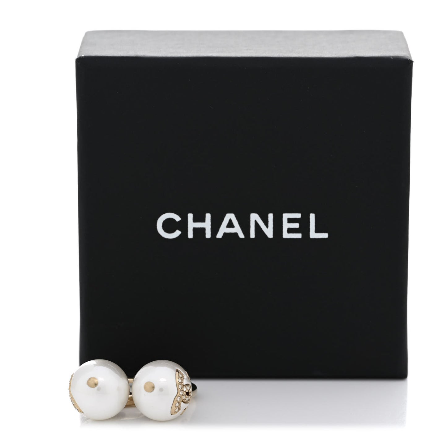 Pearl Crystal CC Drop Earrings Gold Pearly White