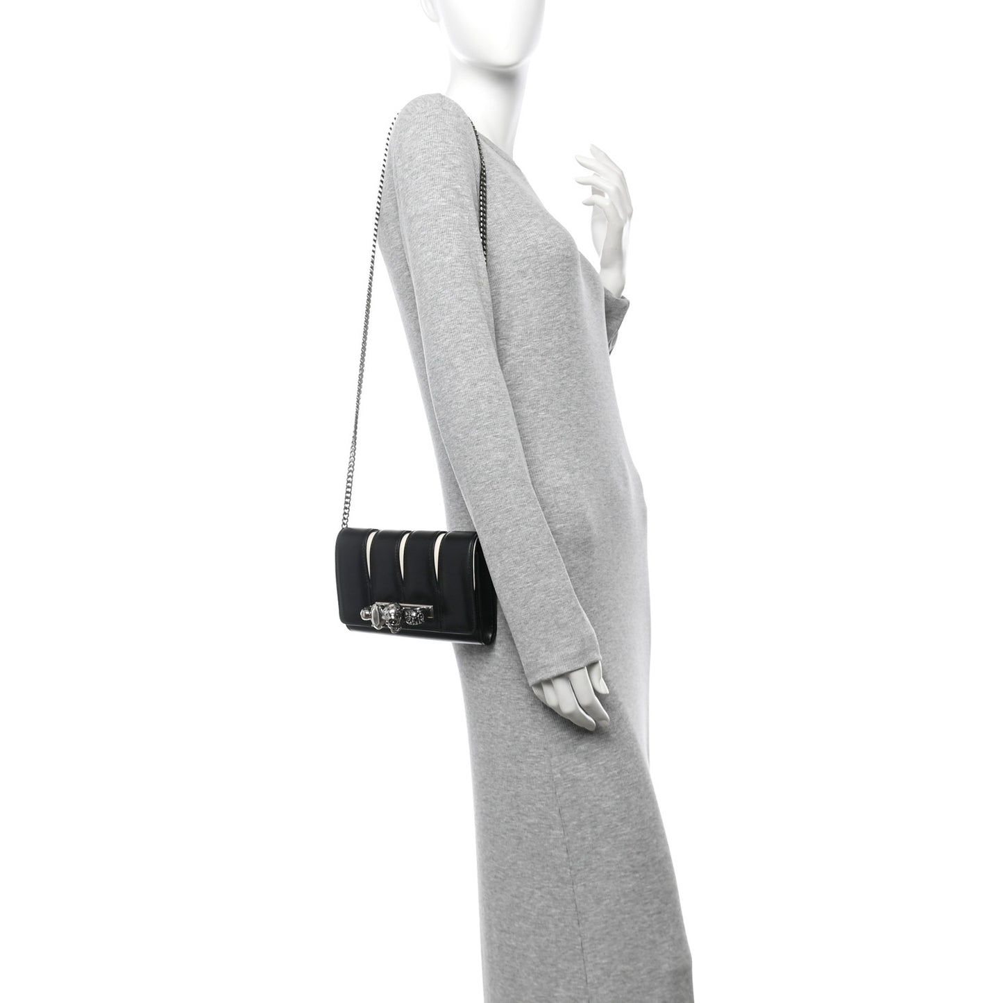 Calfskin Small Slash Bag Black White