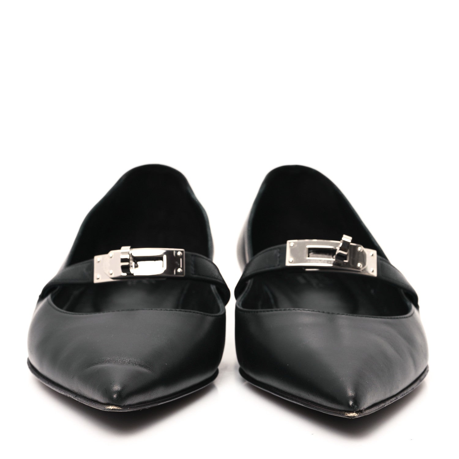 Hermes Calfskin Kelly Ballet Flats 37 Black 3 of 9