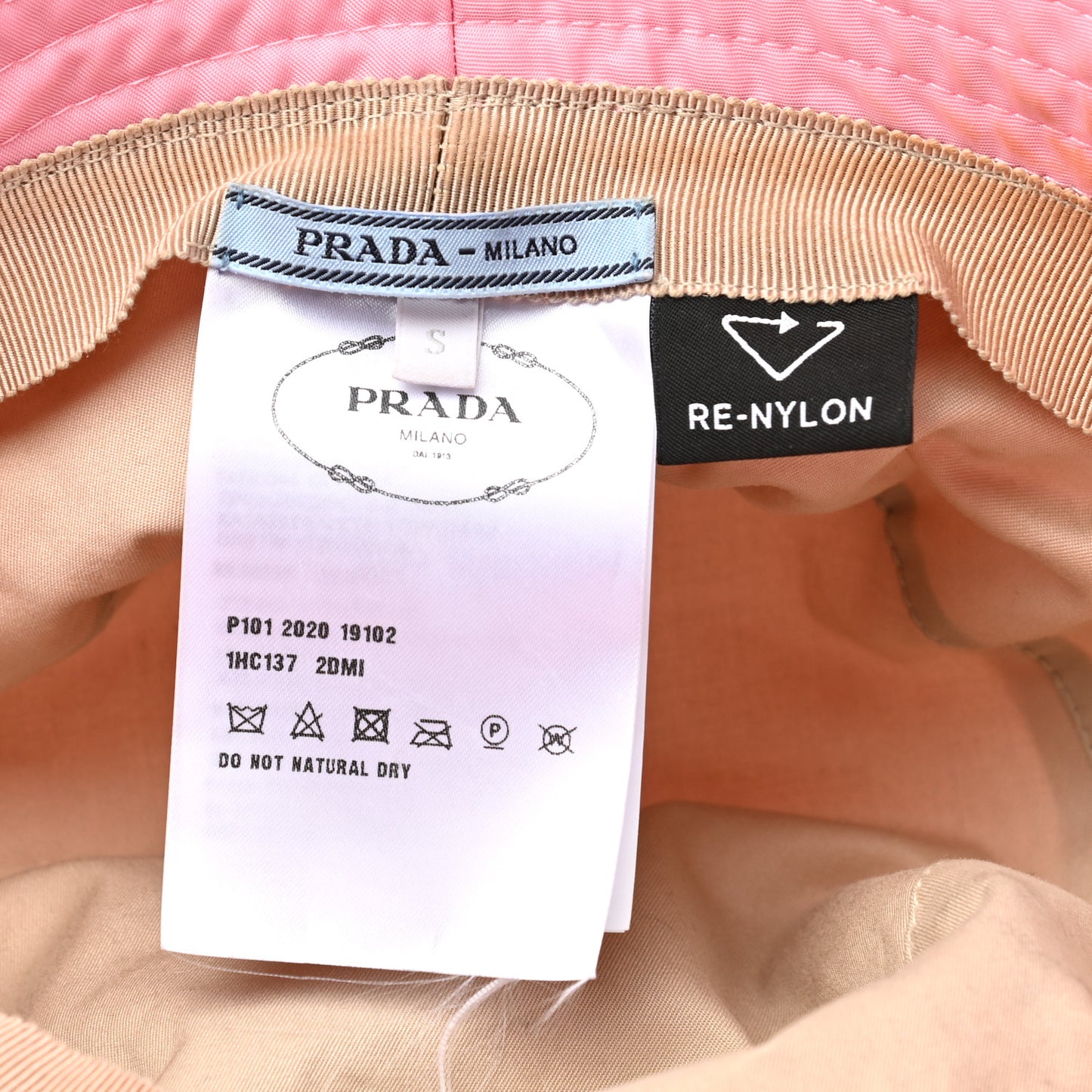 Re-Nylon Metal Triangle Logo Womens Bucket Hat S Rosa