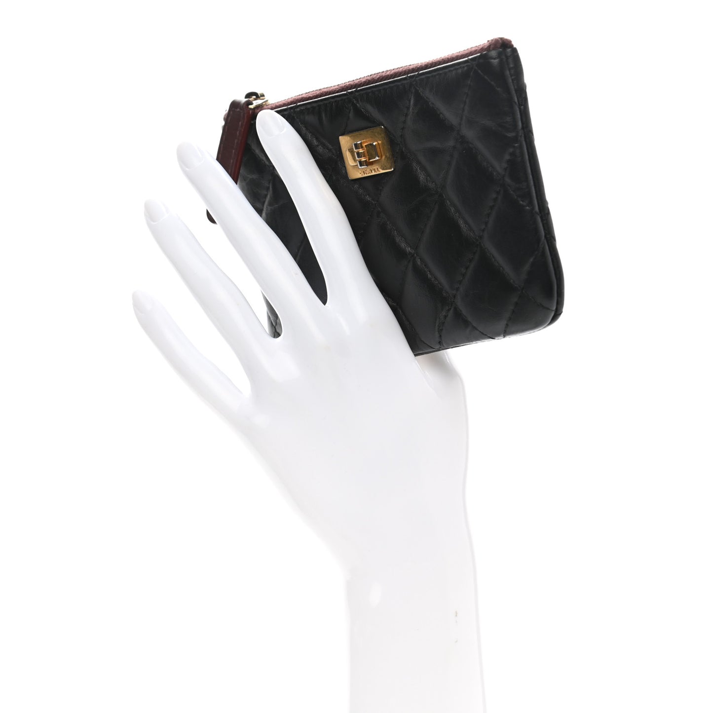 Aged Calfskin Quilted Small Reissue Cosmetic Case Black