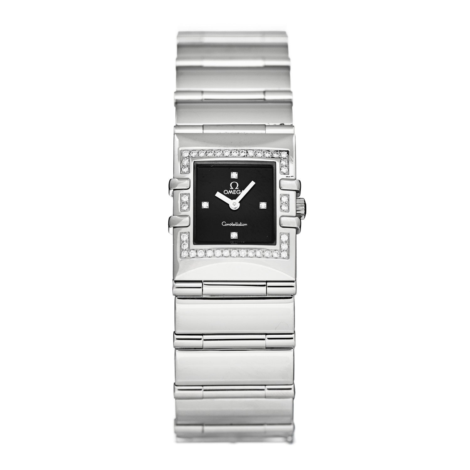 Omega Stainless Steel Diamond 19mm Constellation Quadra Quartz Watch Black 1528.46.00 1 of 4