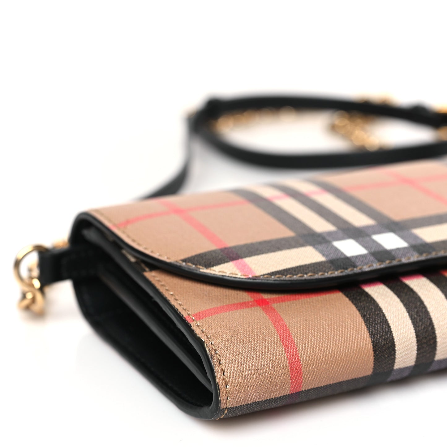 Vintage Check Henley Wallet On Chain Black