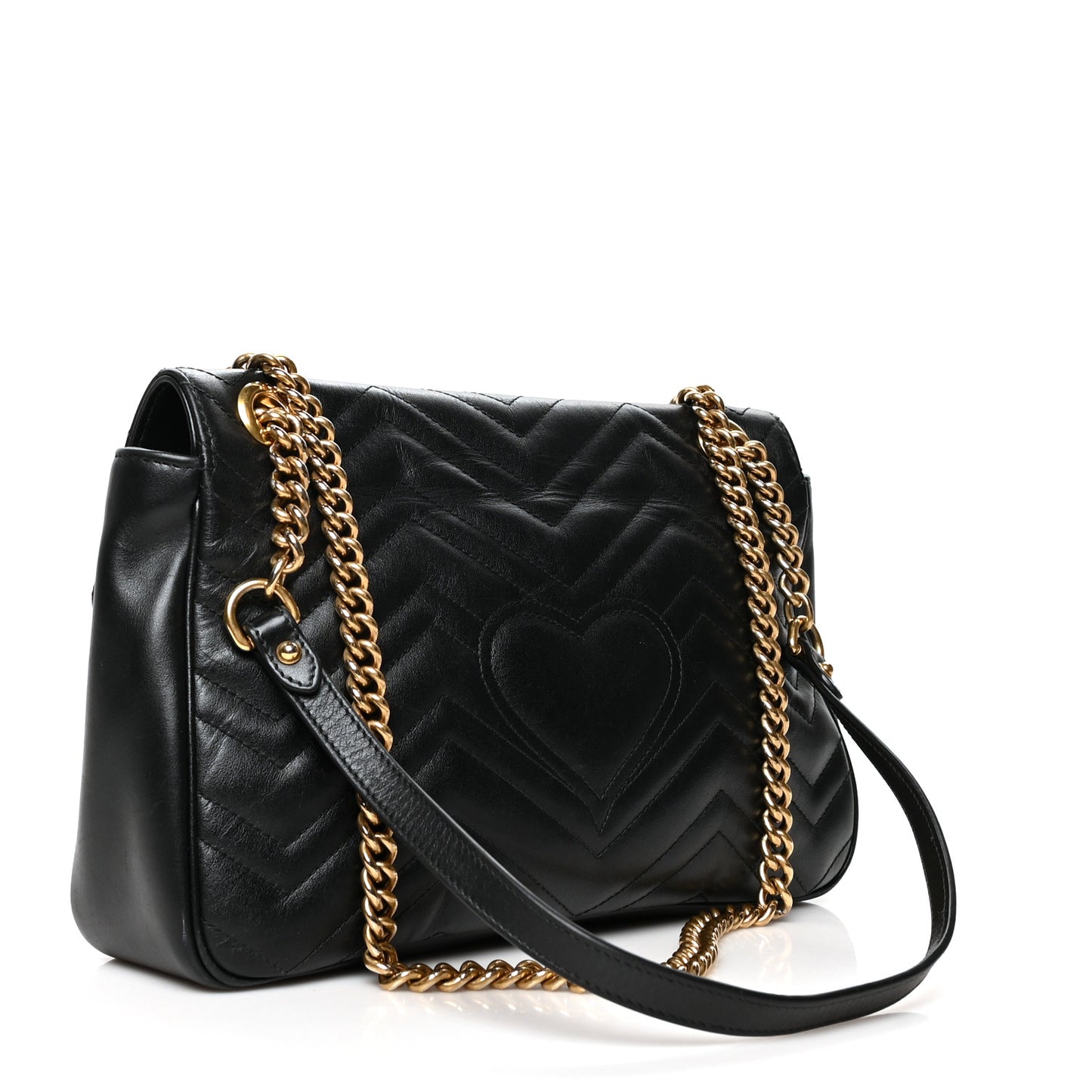 Calfskin Matelasse Medium GG Marmont Shoulder Bag Black