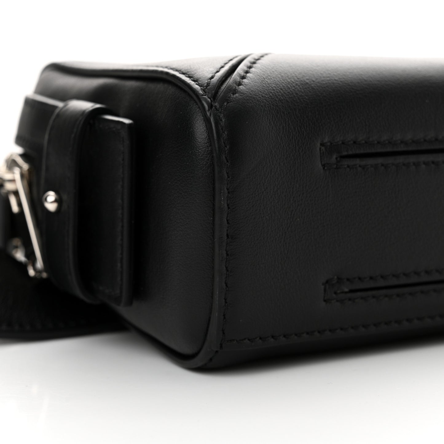Calfskin Logo Belt Bum Bag Hip Pouch Black