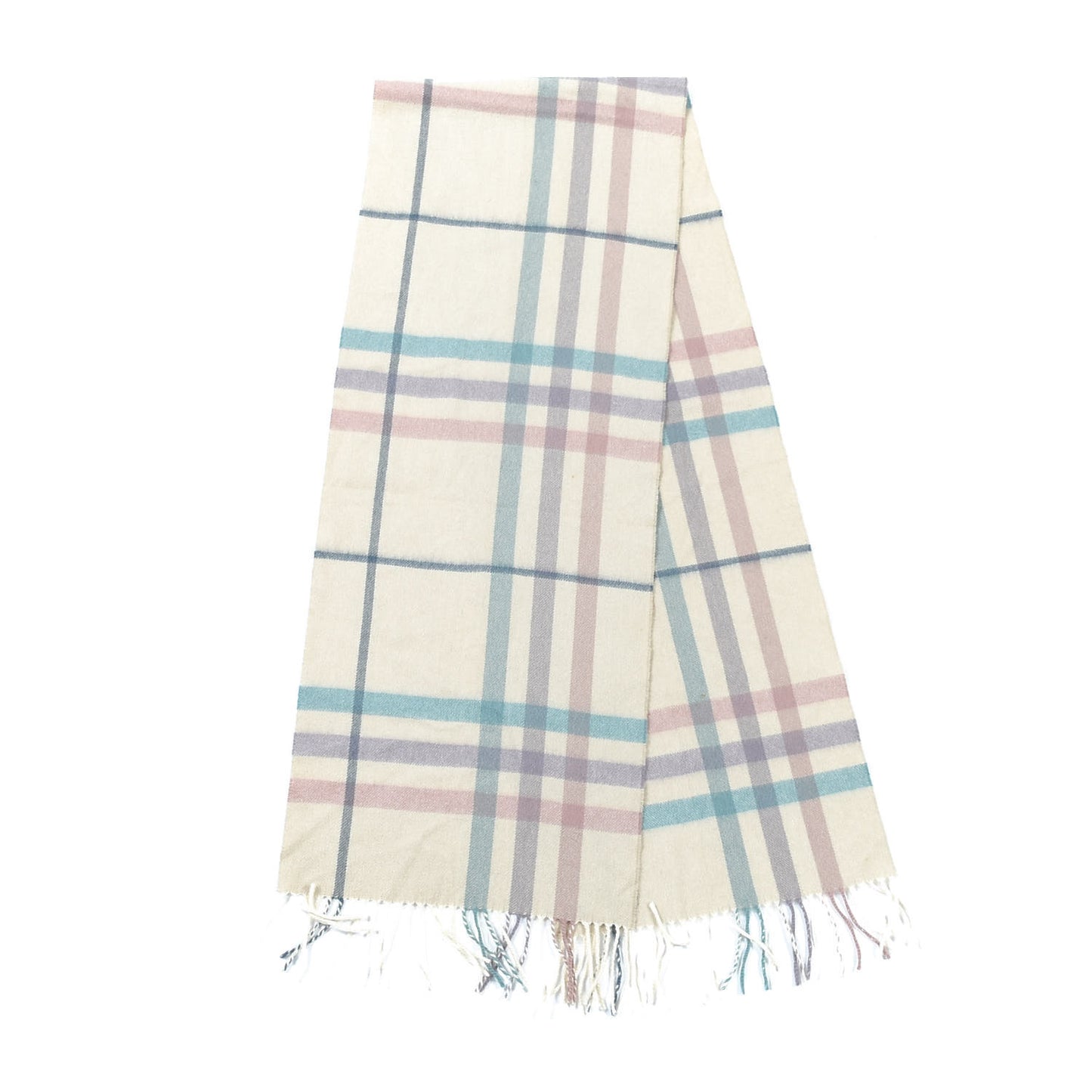 Cashmere Giant Check Fringe Scarf Multicolor