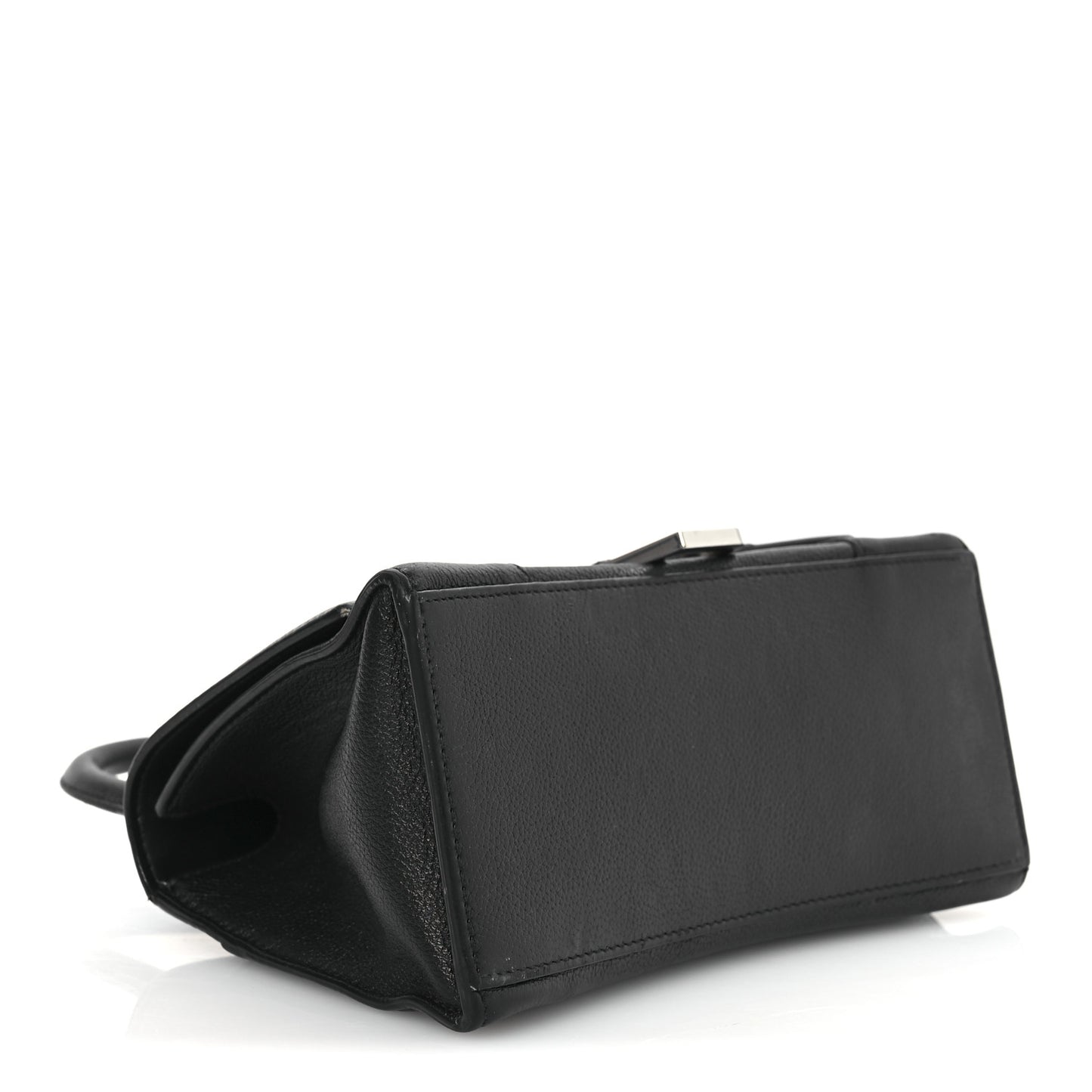 Grained Calfskin Small Hourglass Top Handle Bag Black
