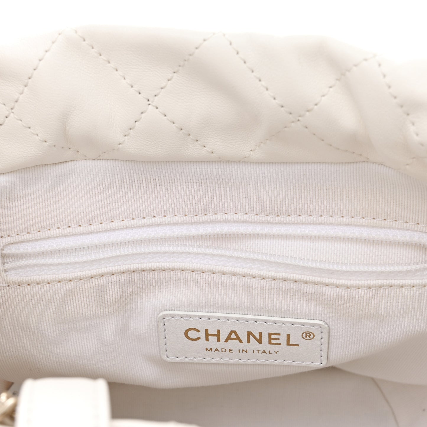 Lambskin Quilted Pearl About Pearls Drawstring Bag White