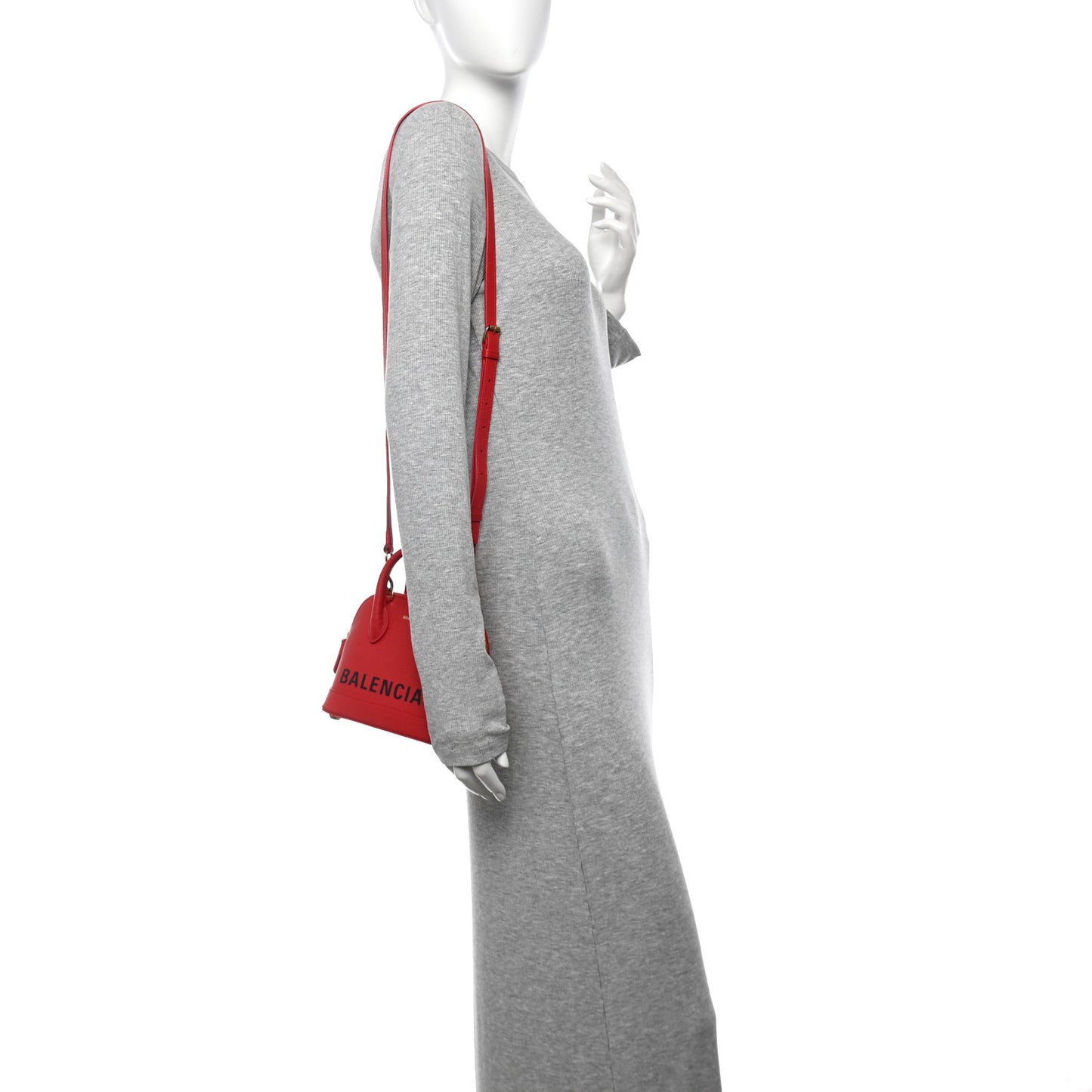 Signature Grained Calfskin Logo XXS Ville Top Handle Bag Rouge Coquelicot Black
