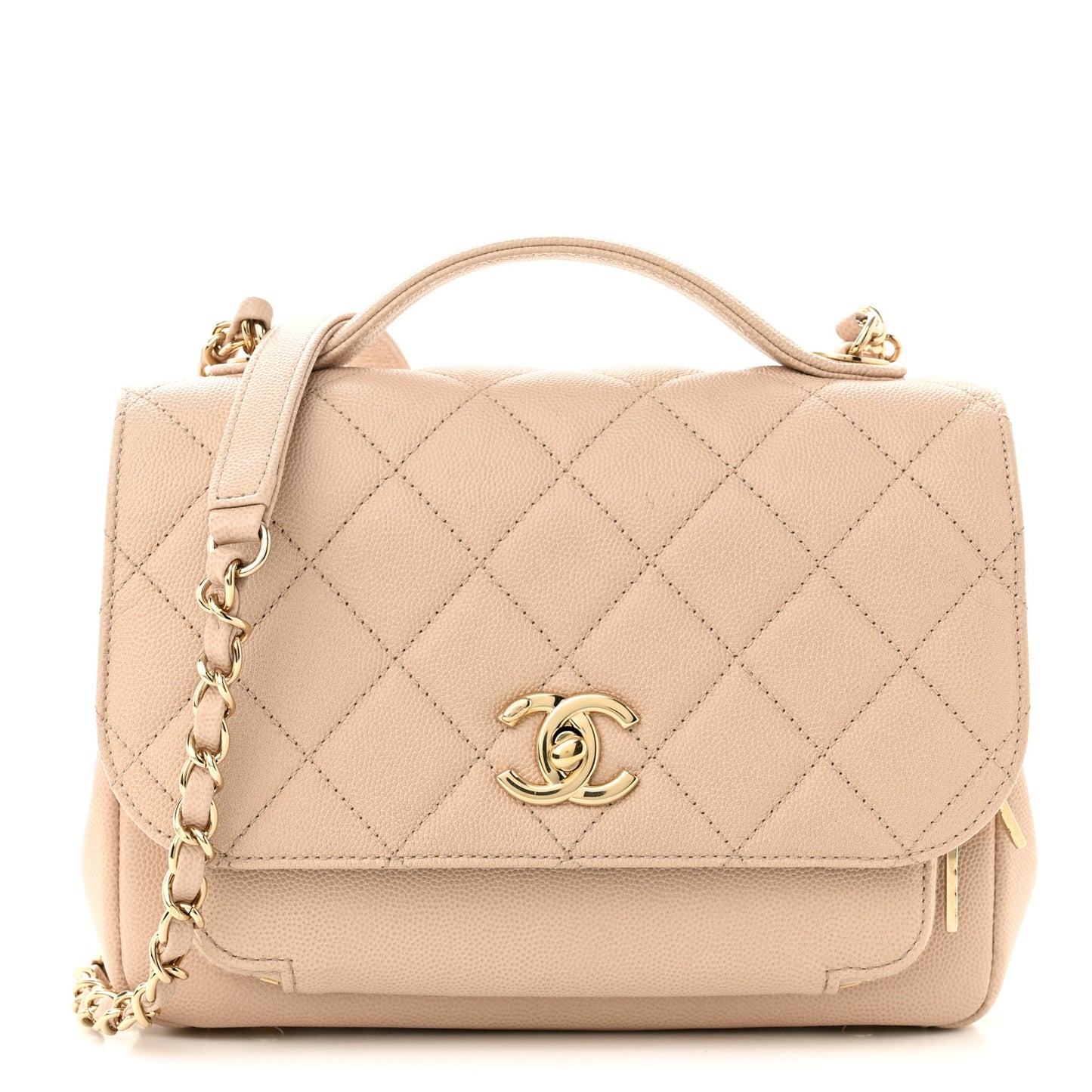 Caviar Quilted Medium Business Affinity Flap Beige