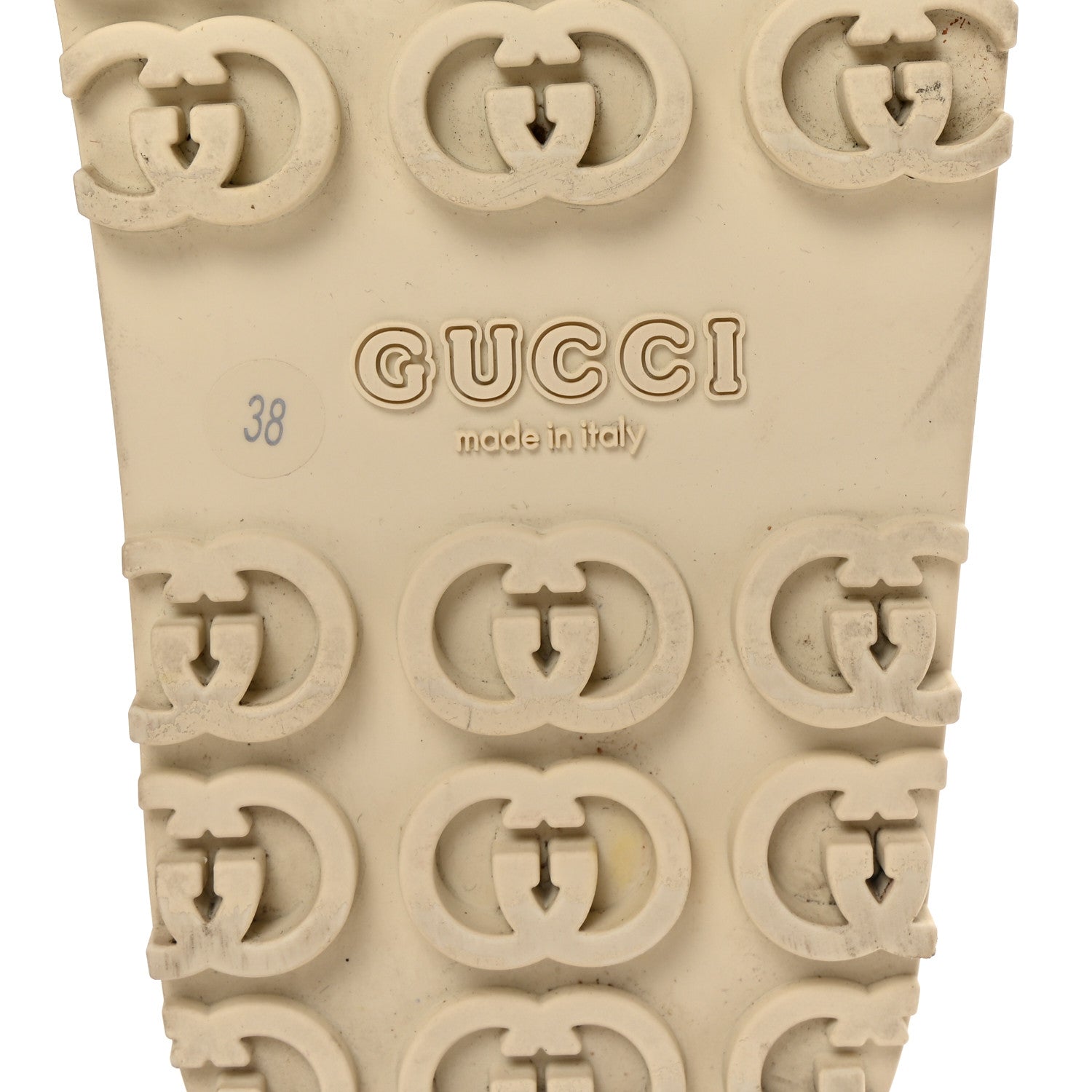 Gucci Cubic Rubber GG Monogram Womens Interlocking G Platform 42mm Slide Sandals 38 Beige Ebony 7 of 8