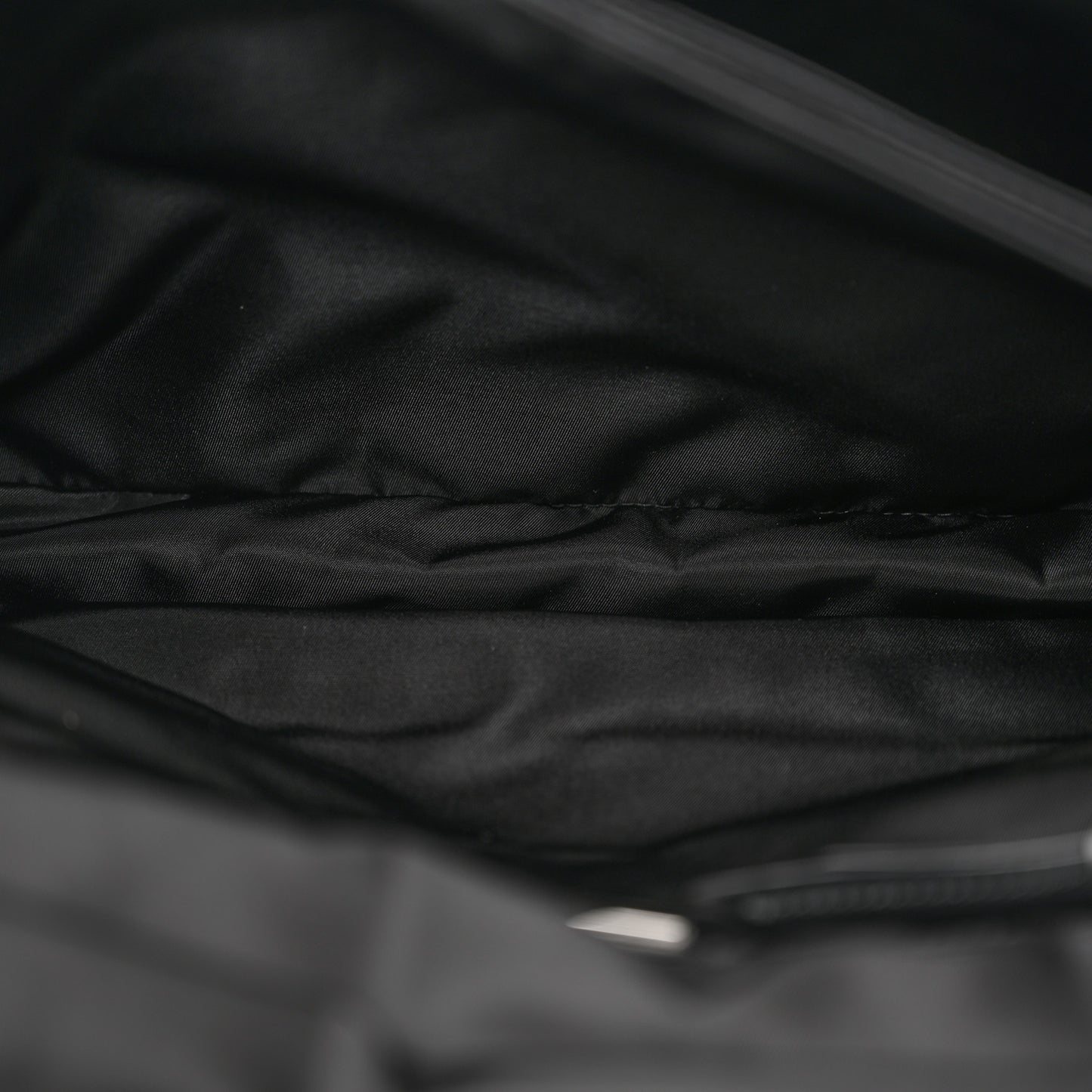 Re-Nylon Vitello Padded Large Flap Shoulder Bag Black