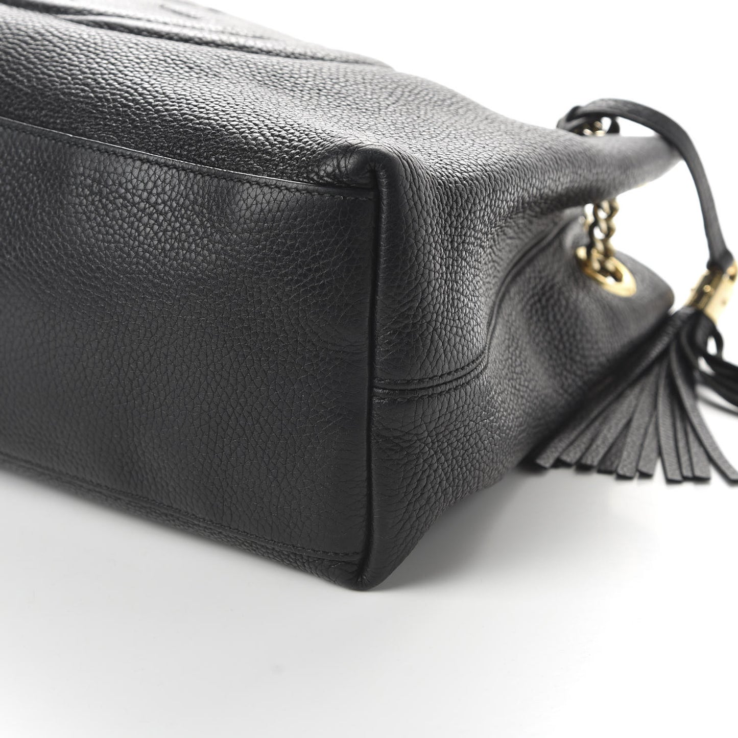 Pebbled Calfskin Medium Soho Chain Shoulder Bag Black