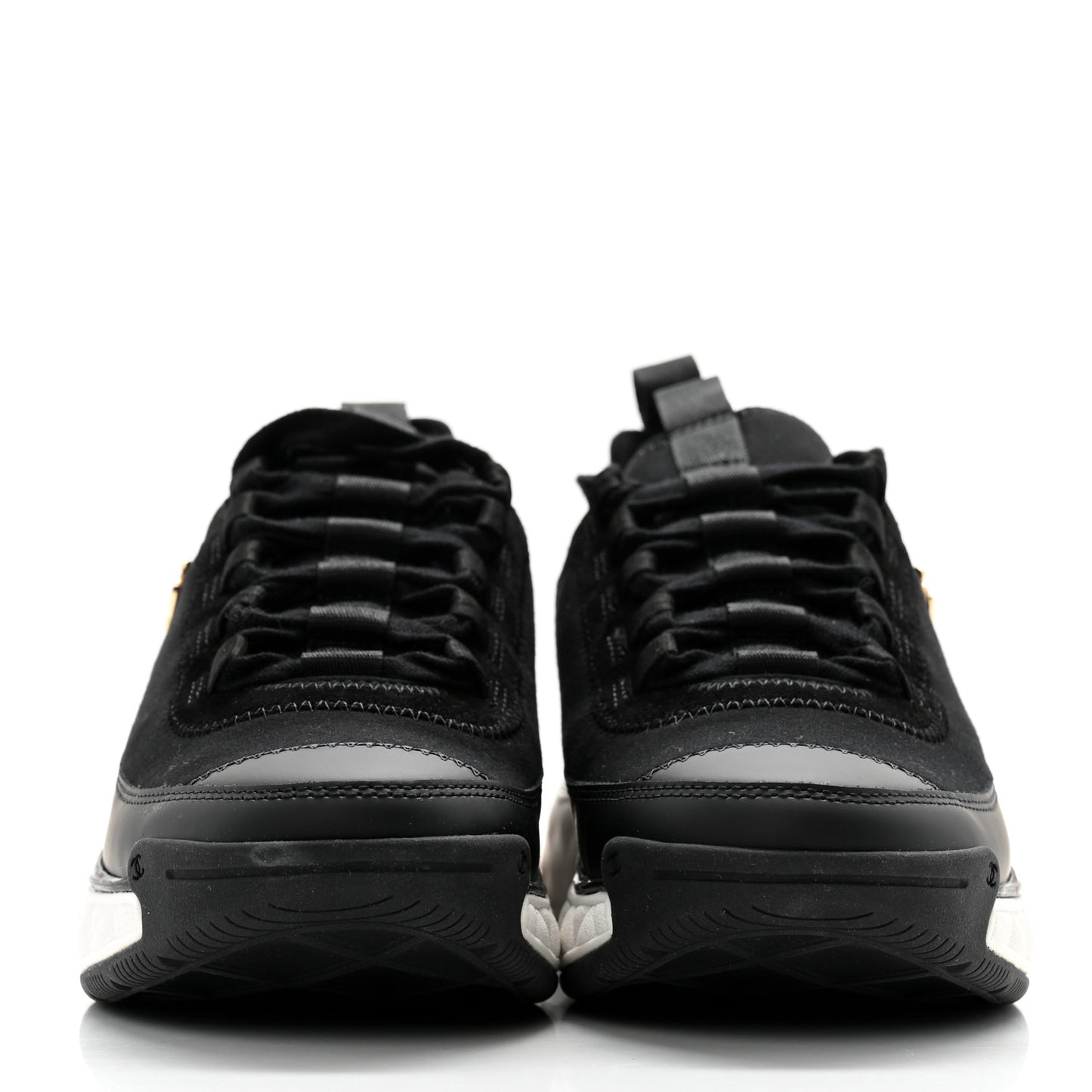 Velvet Calfskin Mixed Fibers CC Sneakers 36 Black