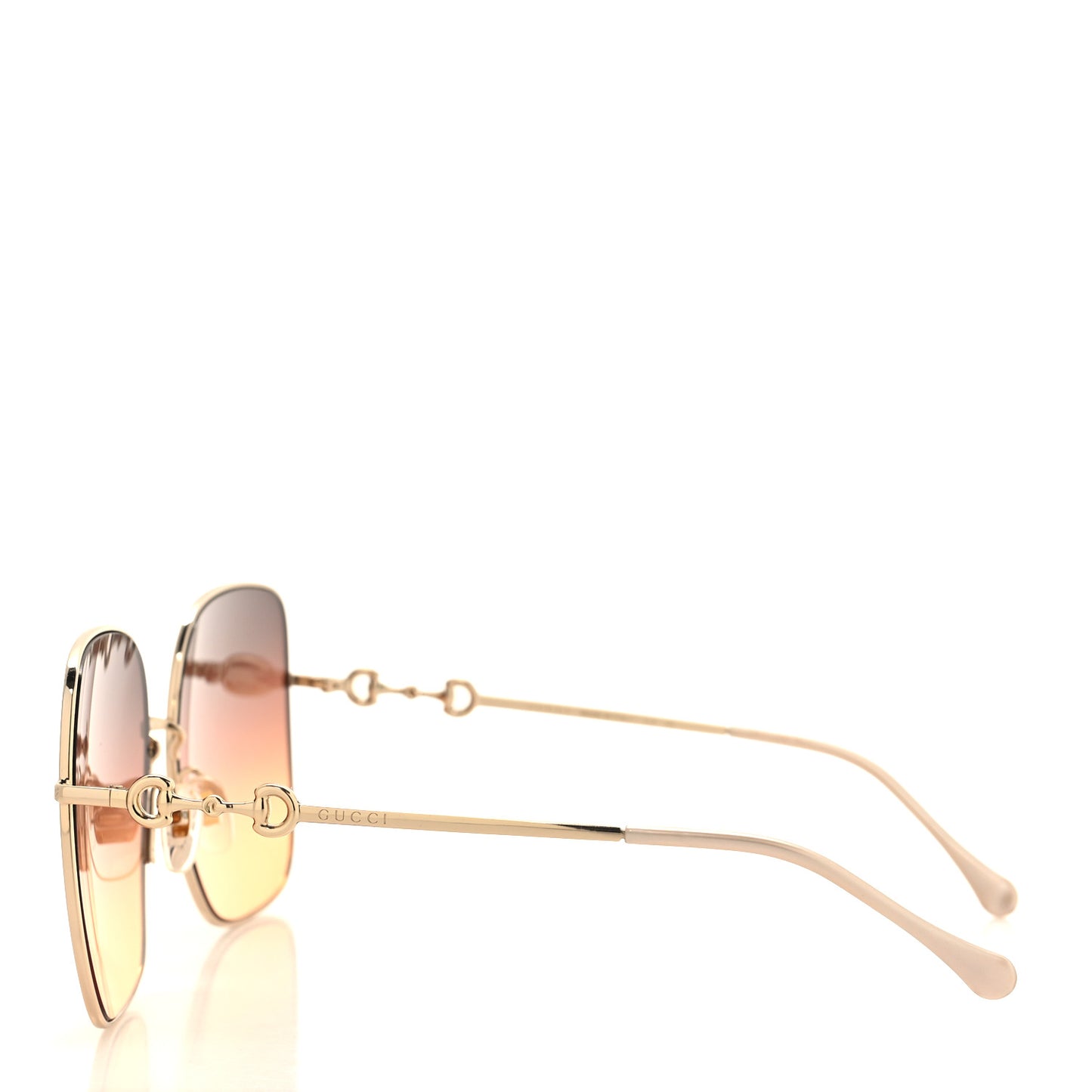 Metal Horsebit Square Sunglasses Gold