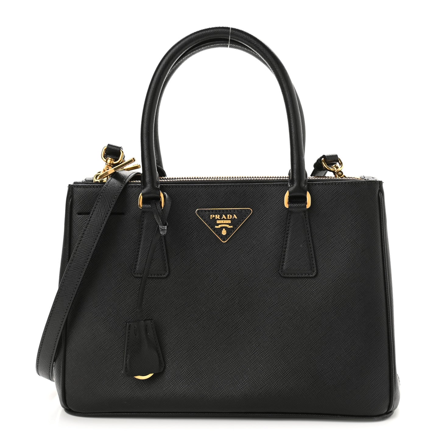 Saffiano Small Galleria Double Zip Tote Black