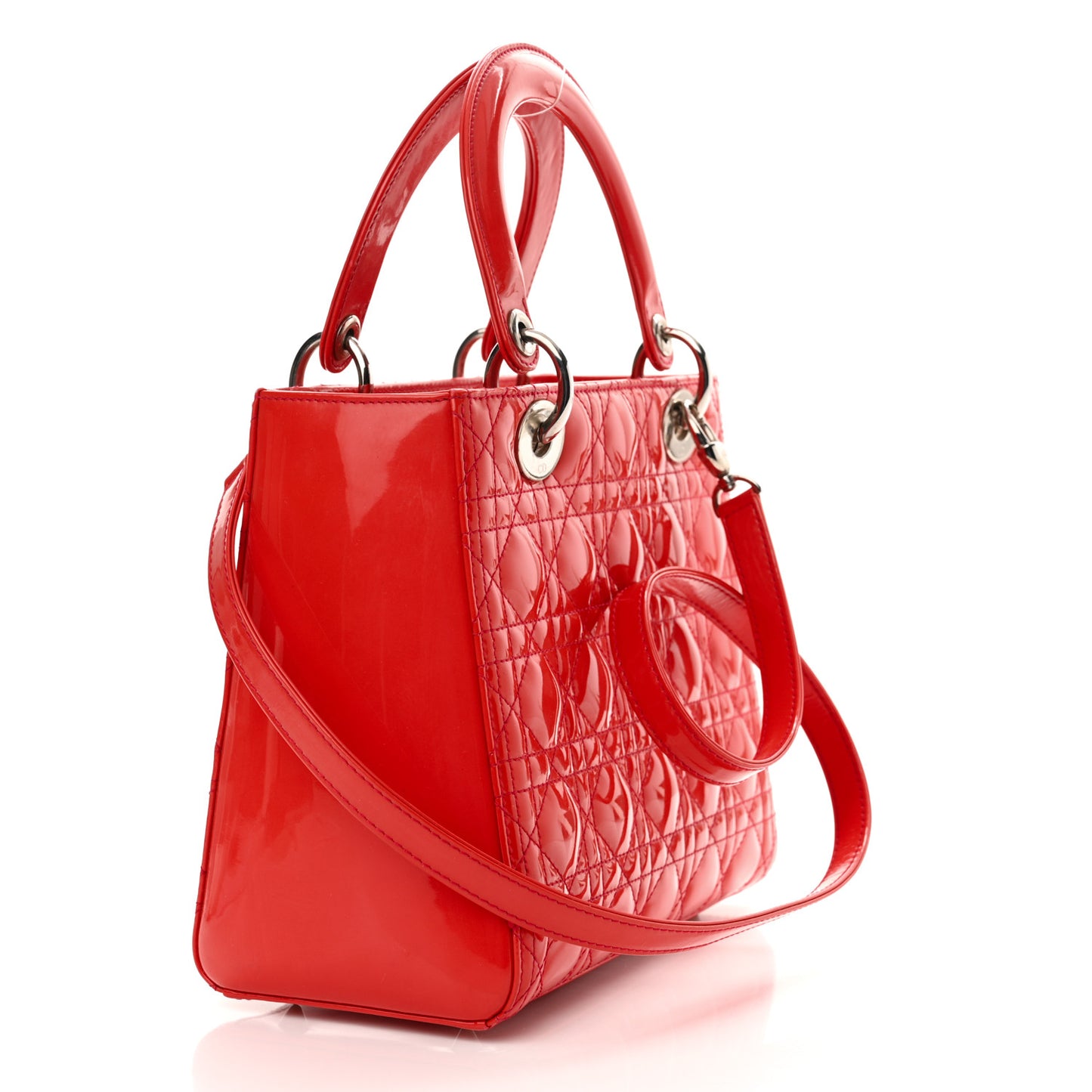 Patent Cannage Medium Lady Dior Fuchsia