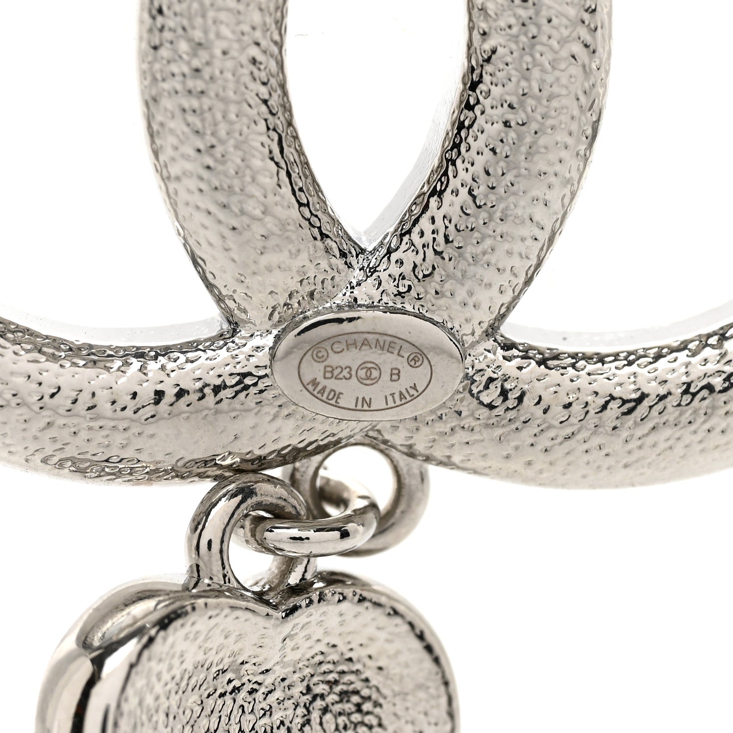 Chanel Crystal Pearl CC Heart Drop Brooch Silver 4 of 4