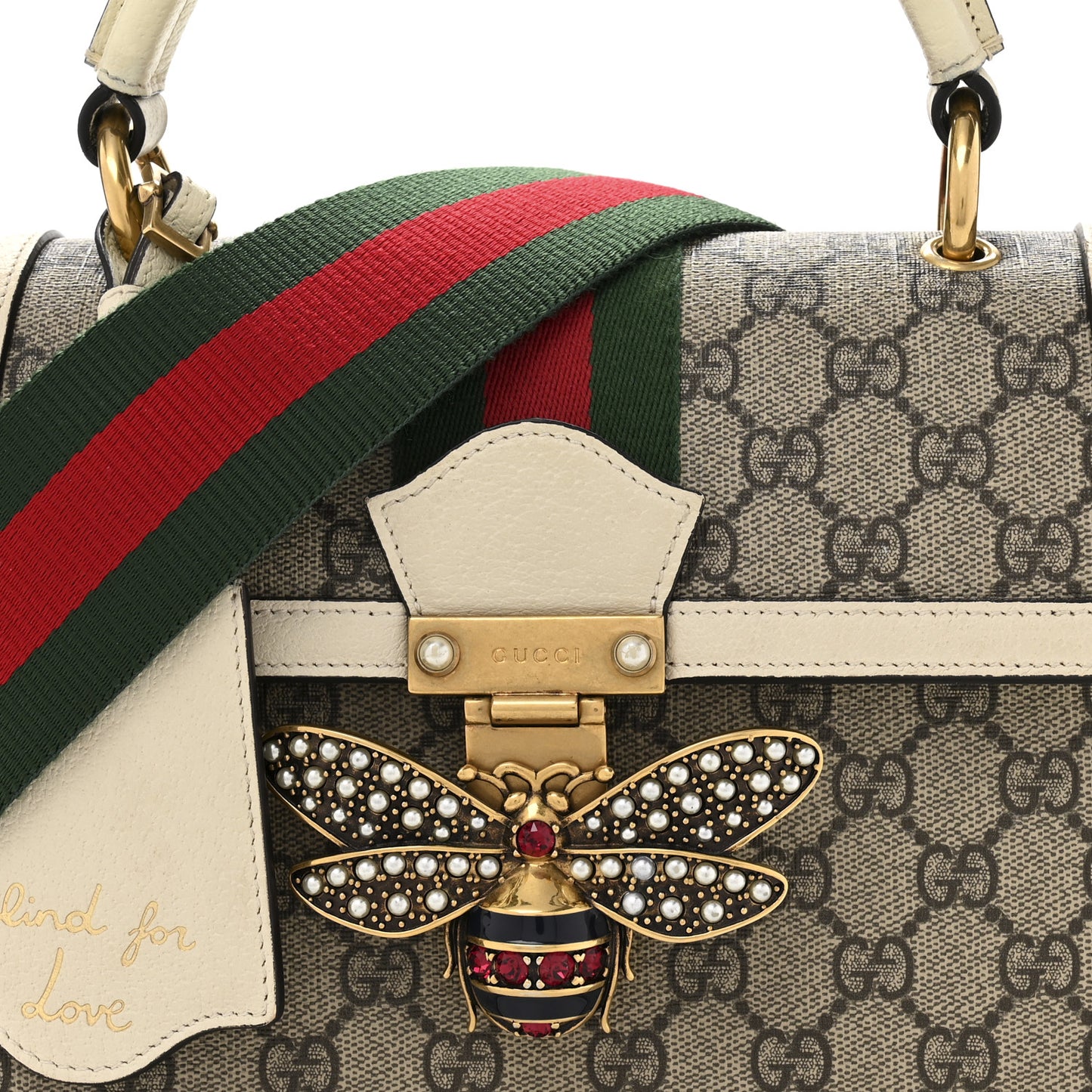 GG Supreme Monogram Small Queen Margaret Top Handle Bag White