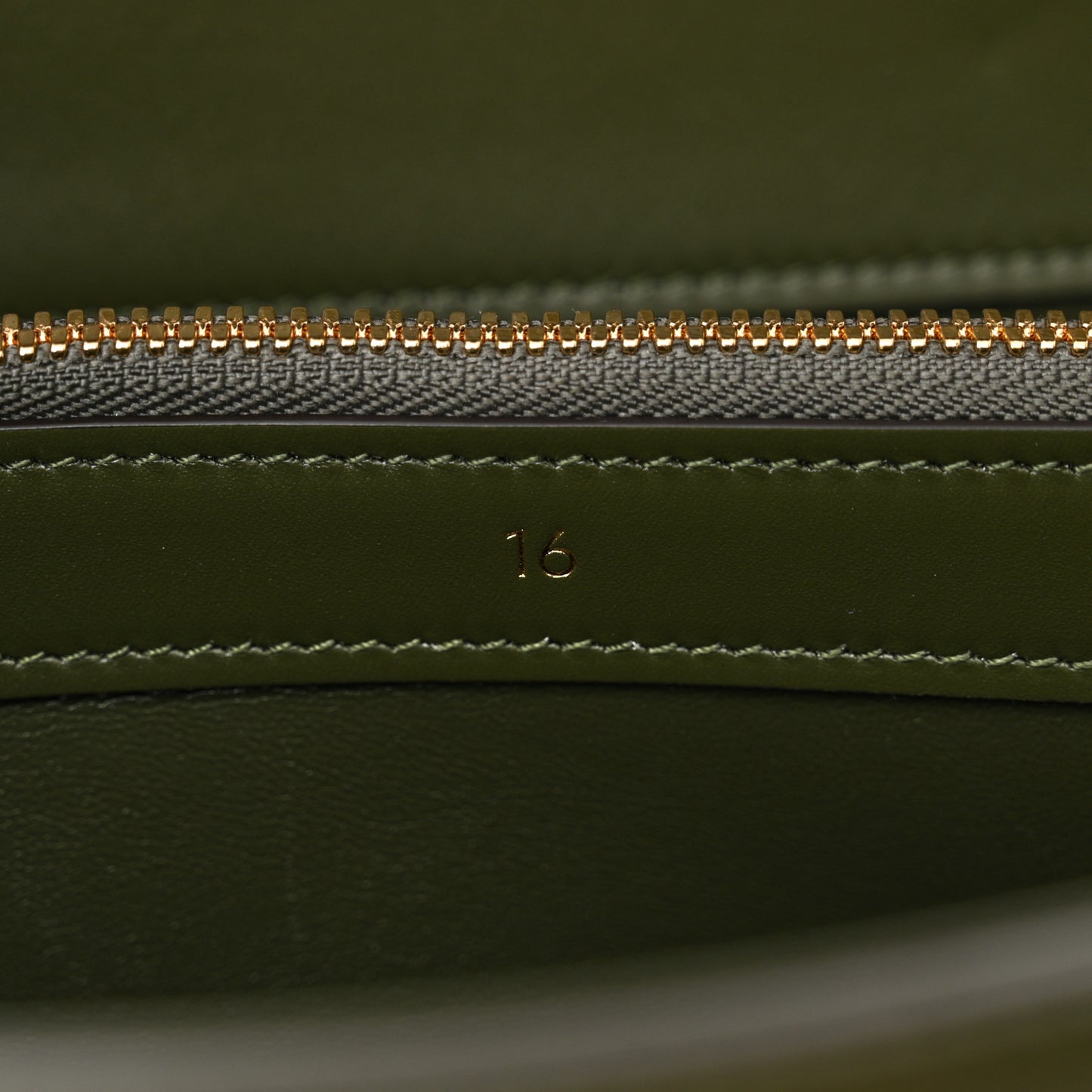 Satinated Calfskin Medium 16 Top Handle Bag Khaki