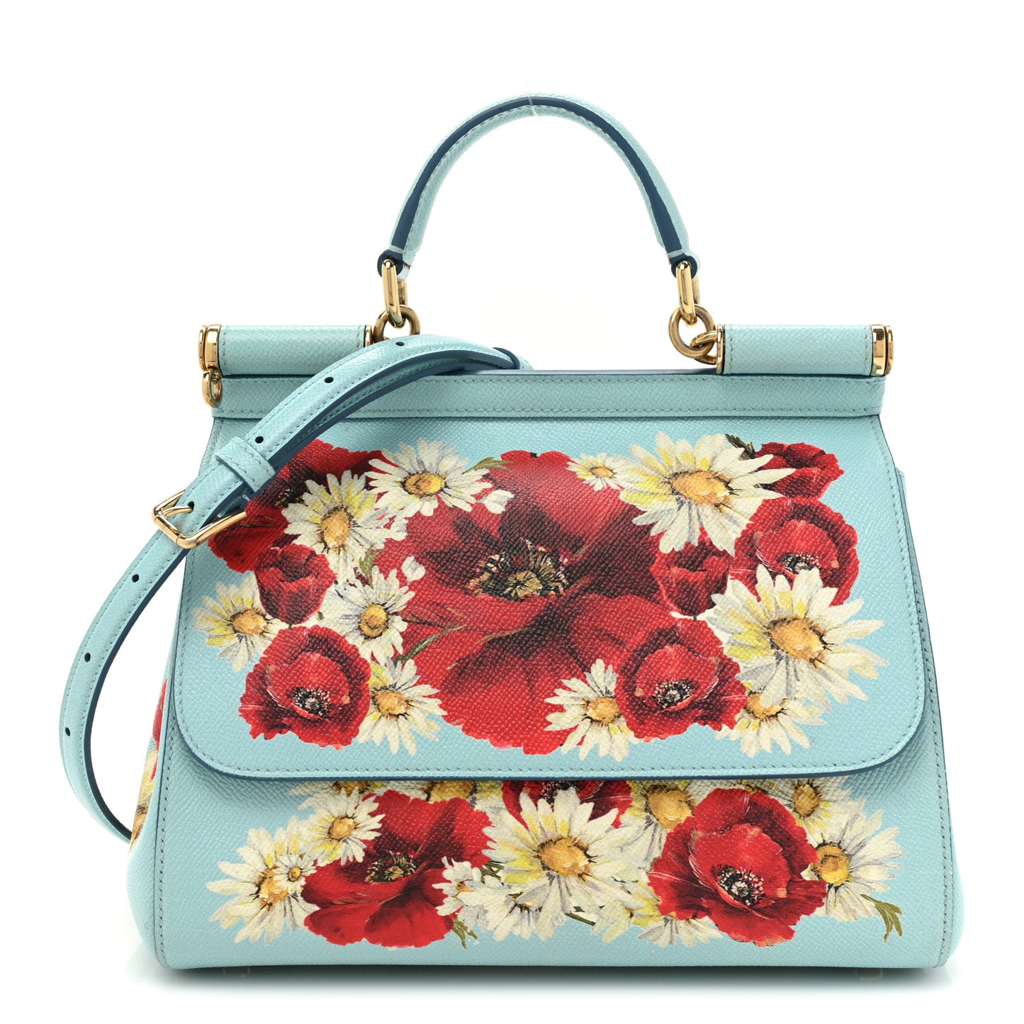 Dauphine St.Giap Papaveri Print Medium Miss Sicily Satchel Celeste