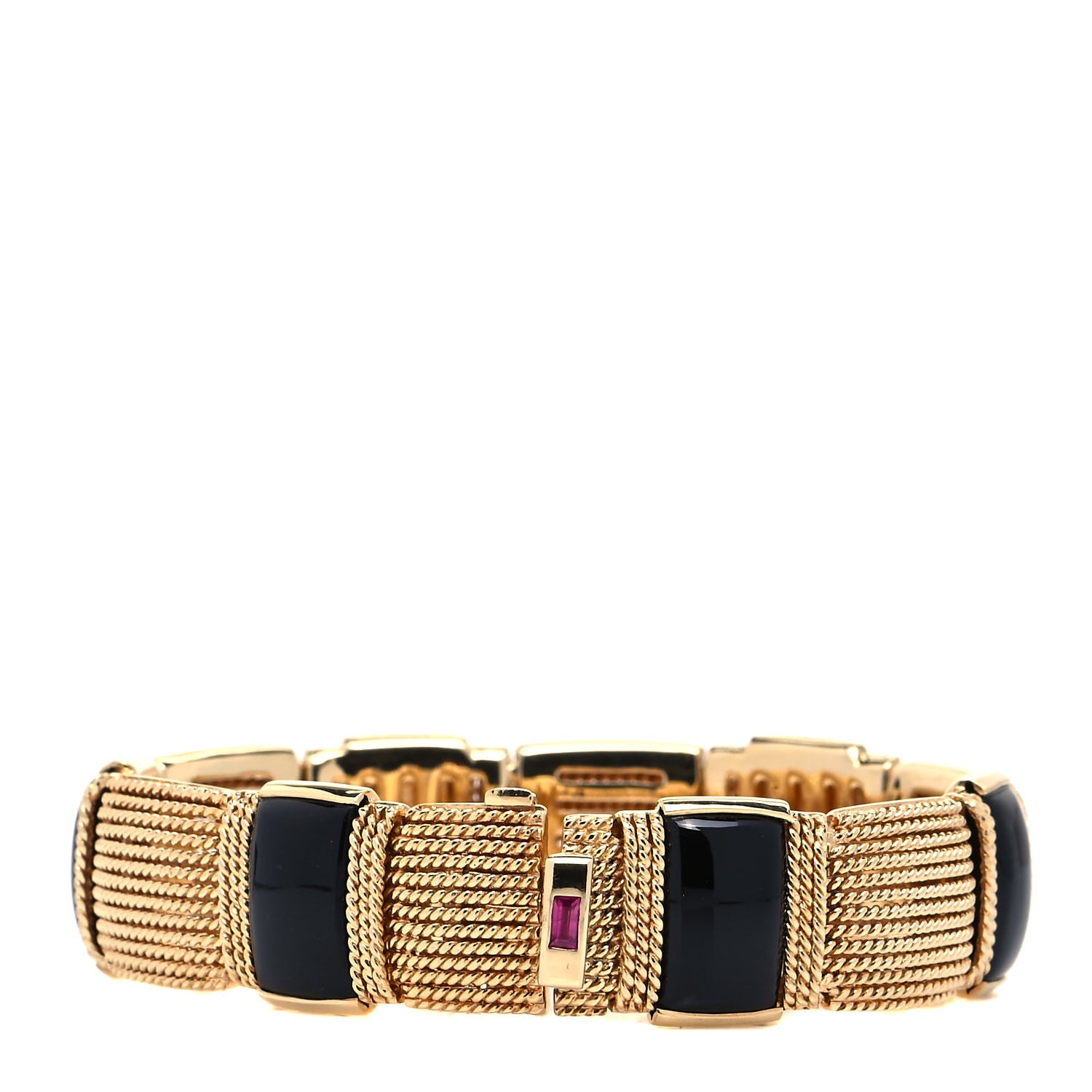 Roberto Coin 18K Yellow Gold Black Onyx Wide Silk Mesh Bracelet 3 of 5