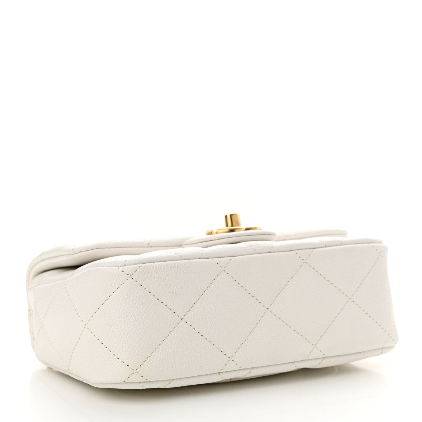 Caviar Quilted Mini Sweetheart Flap White