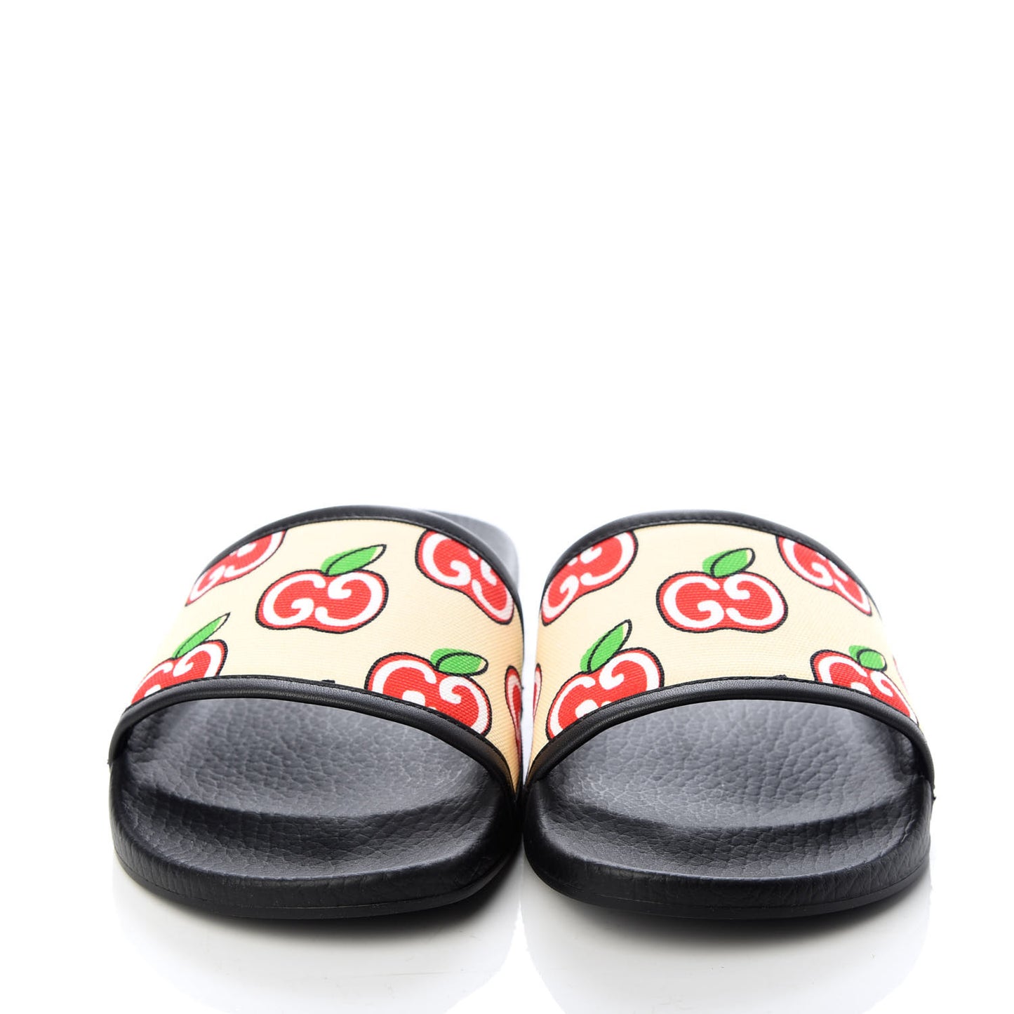 Canvas GG Apple Slide Sandals 37 Ivory Red