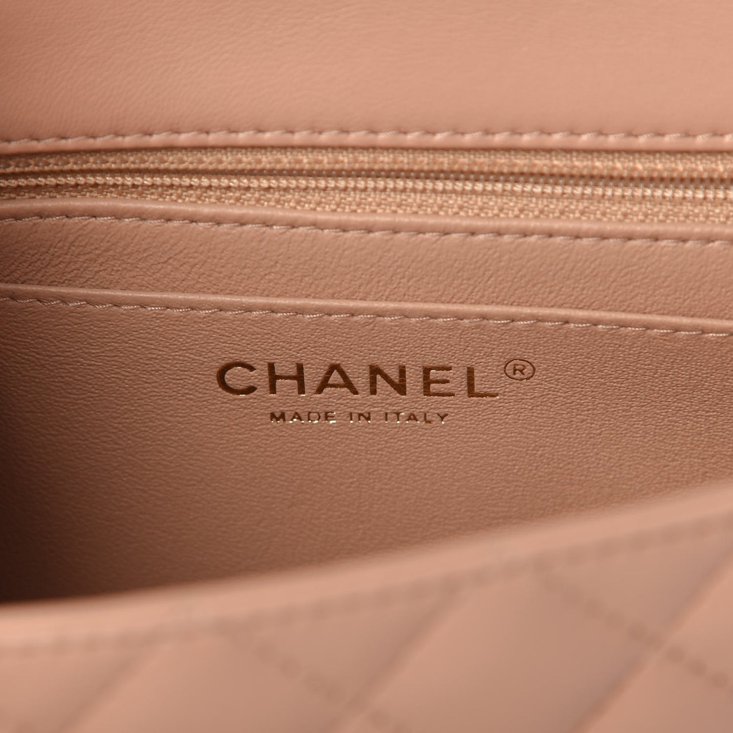 Lambskin Quilted Mini Rectangular Flap Beige