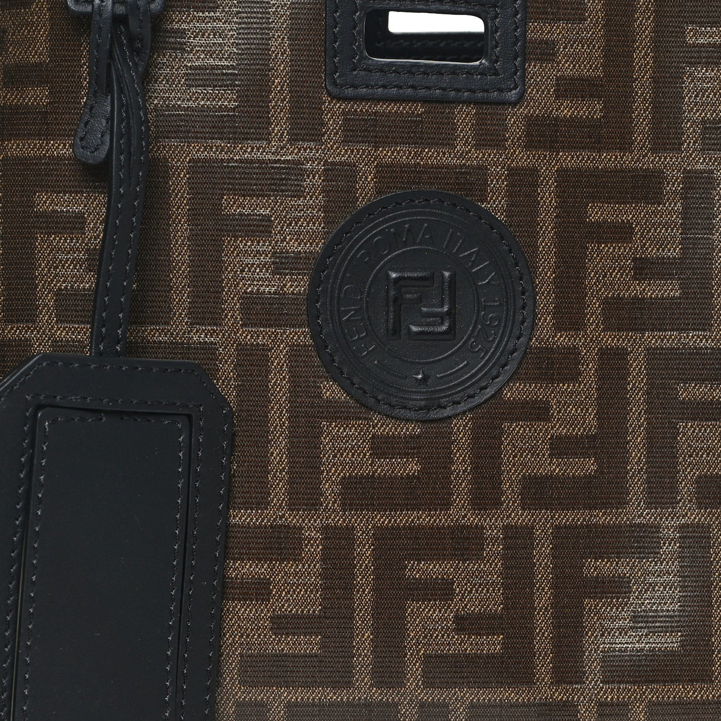 Glazed Fabric Vitello Century FF 1974 Stamp Patch Mini Peekaboo Defender Cover Mogano Panna Black