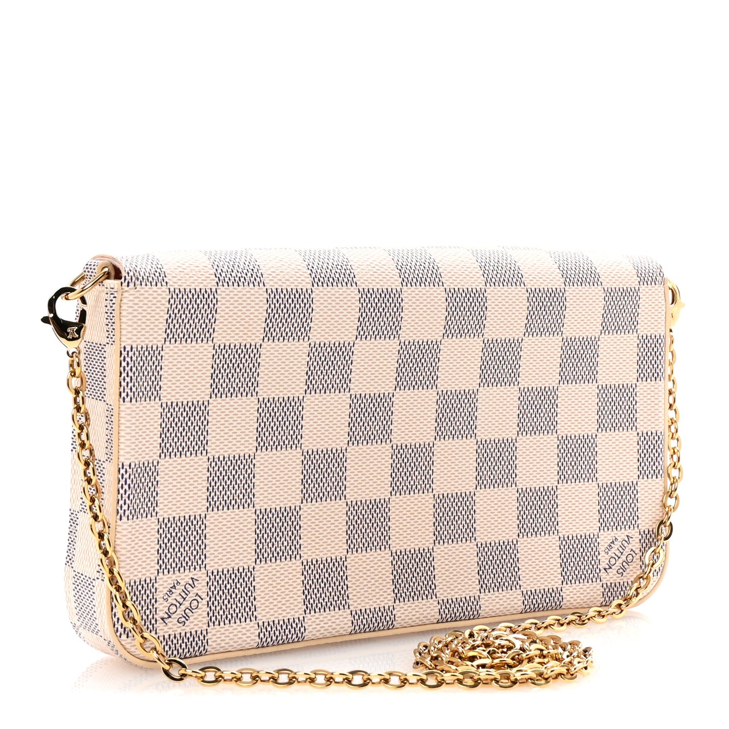 Damier Azur Pochette Felicie Chain Wallet Rose Ballerine
