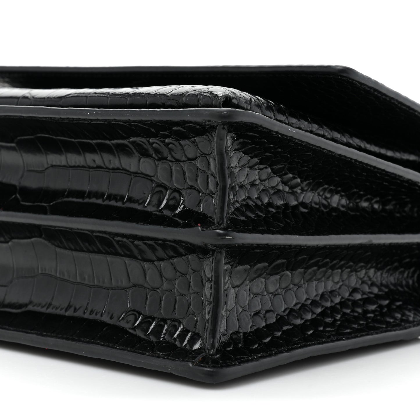 Calfskin Crocodile Embossed Medium Monochrome Monogram Sunset Black