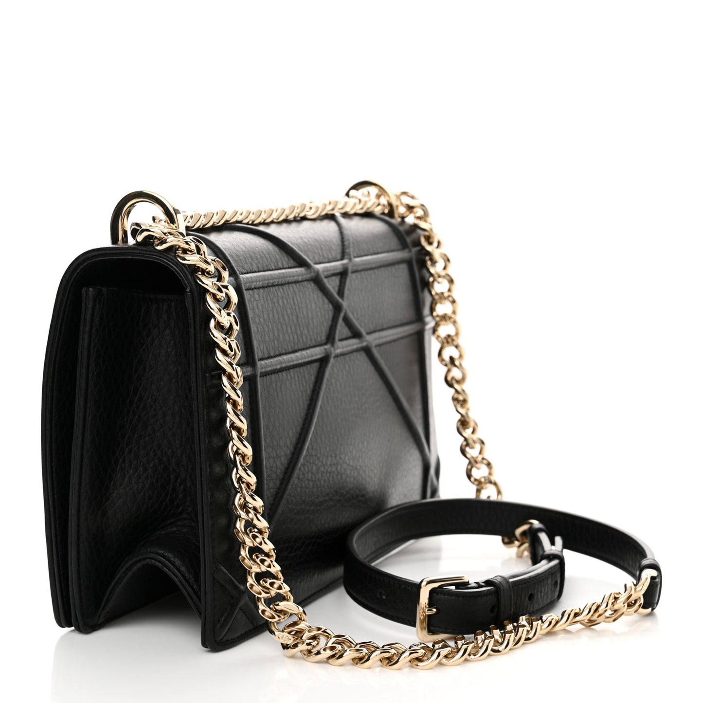 Grained Calfskin Medium Diorama Flap Bag Black