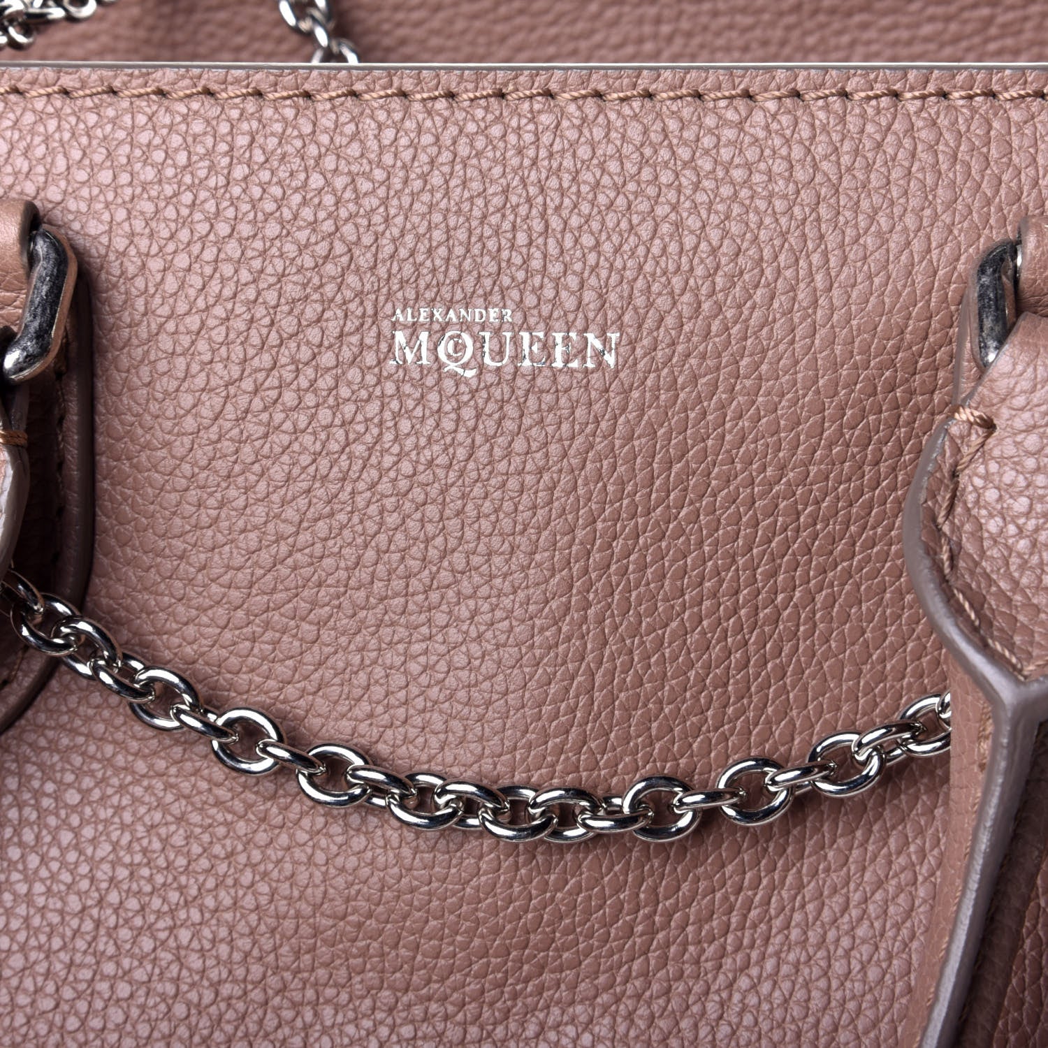 Alexander McQueen Pebbled Calfskin Small Skull Padlock Zip Around Tote Coco 10 of 10