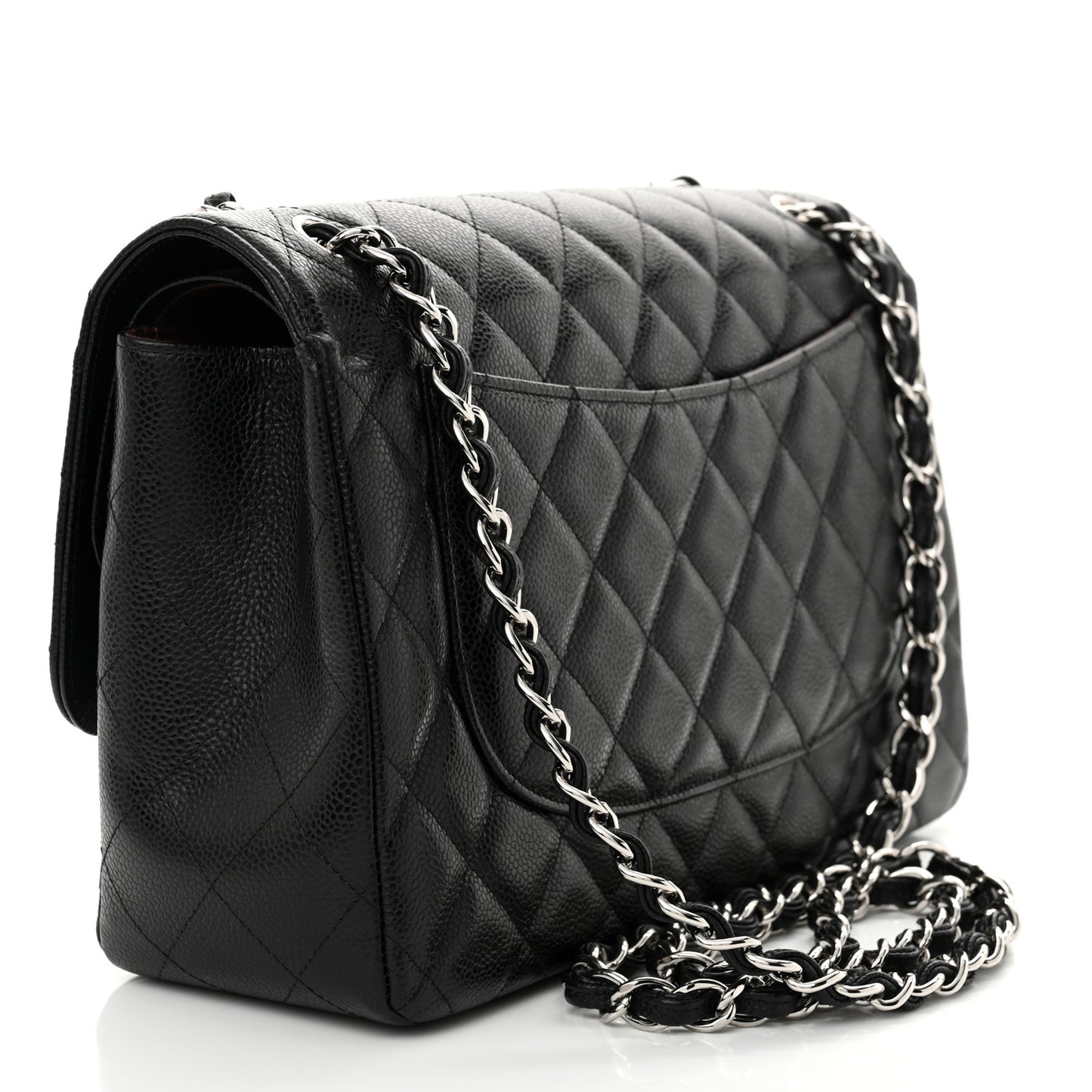 Caviar Quilted Jumbo Double Flap Black