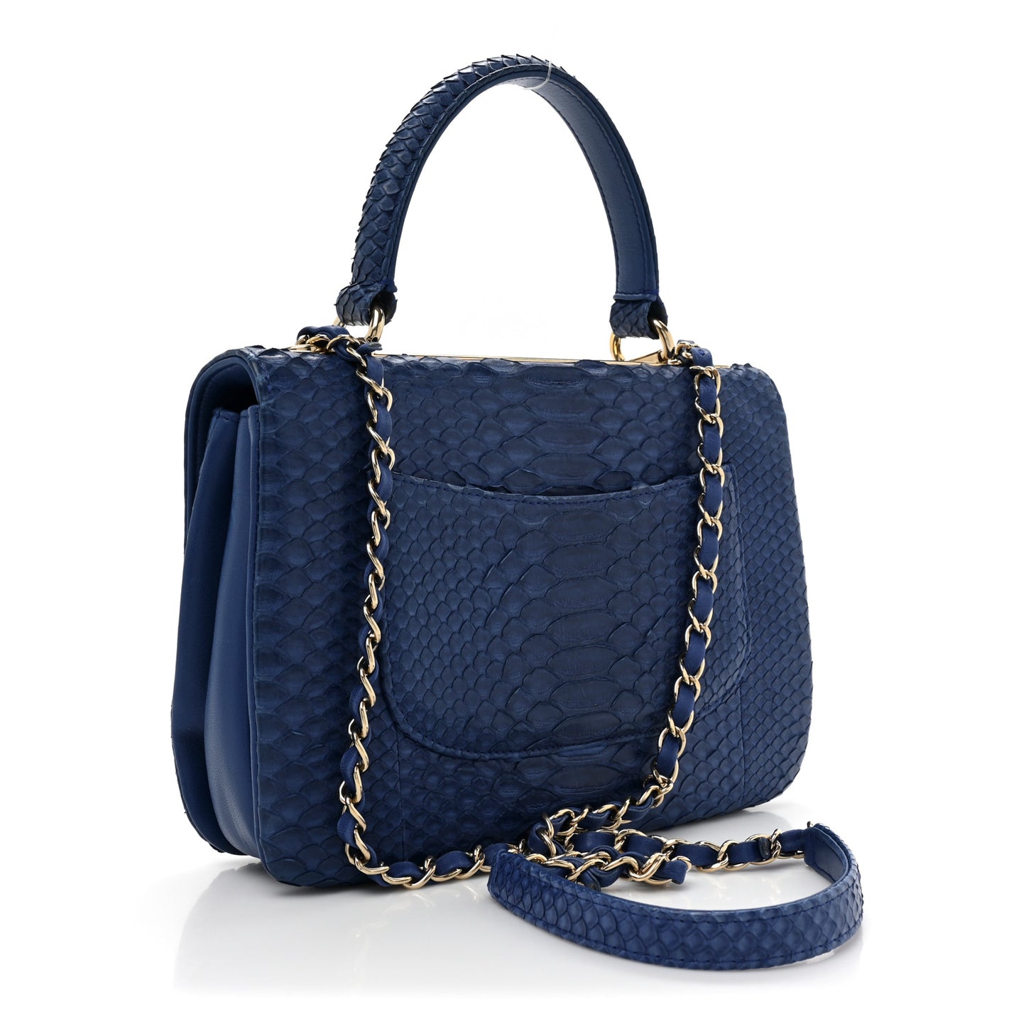 Snakeskin Quilted Small Trendy CC Chain Dual Handle Flap Bag Blue