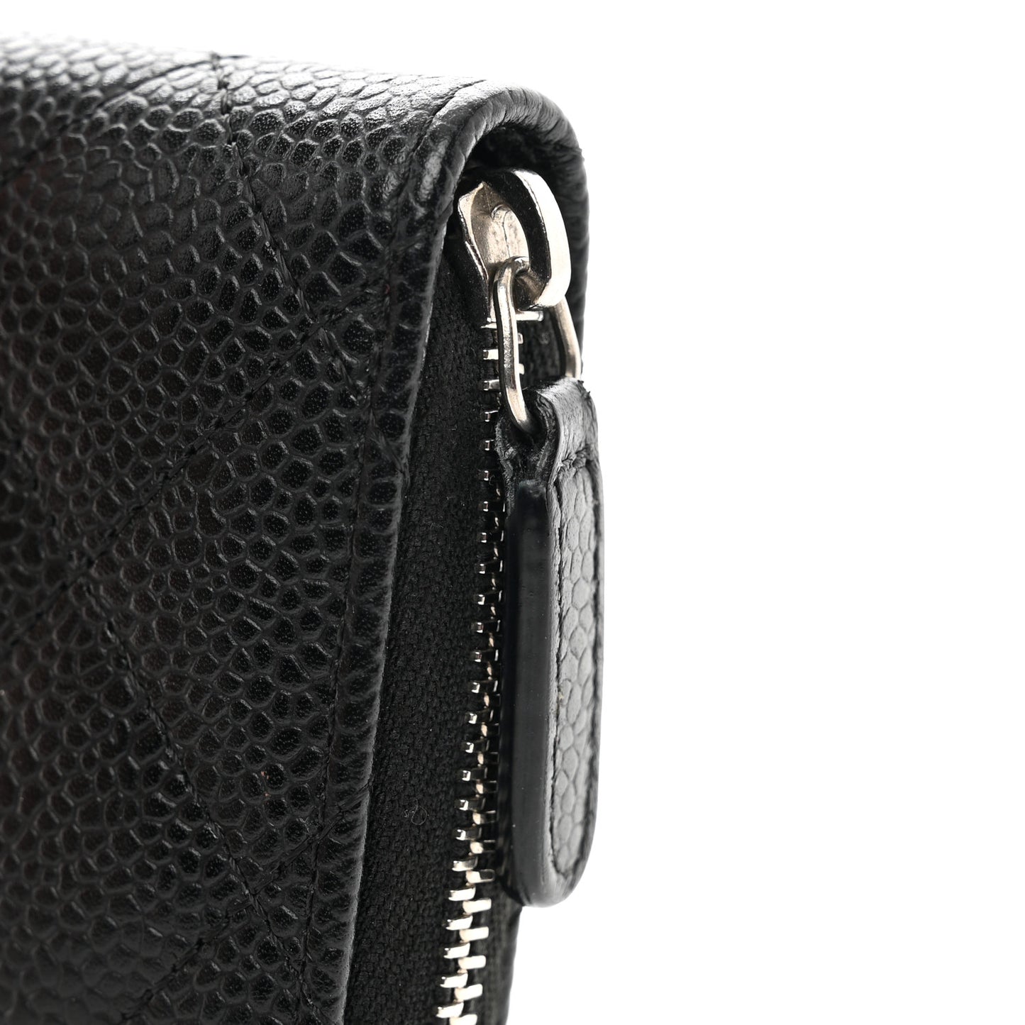 Caviar Quilted Zip Coin Purse Black