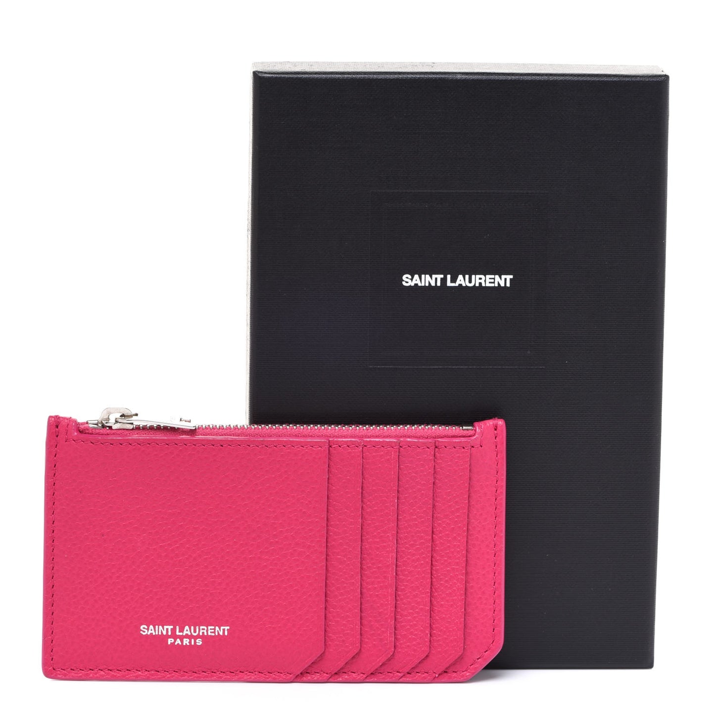 Grained Calfskin 5 Fragments Zip Pouch Card Holder Bubblegum