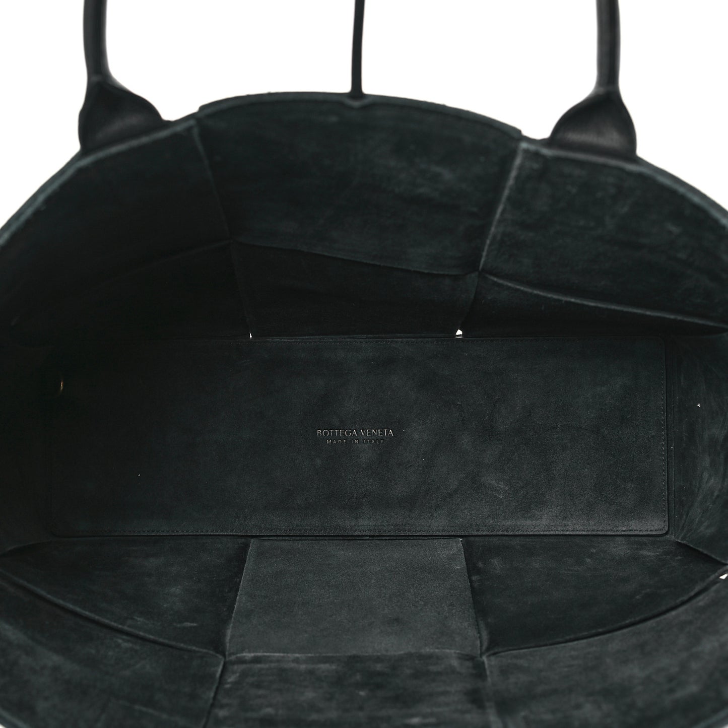Grained Calfskin Intrecciato Small Arco Tote Black