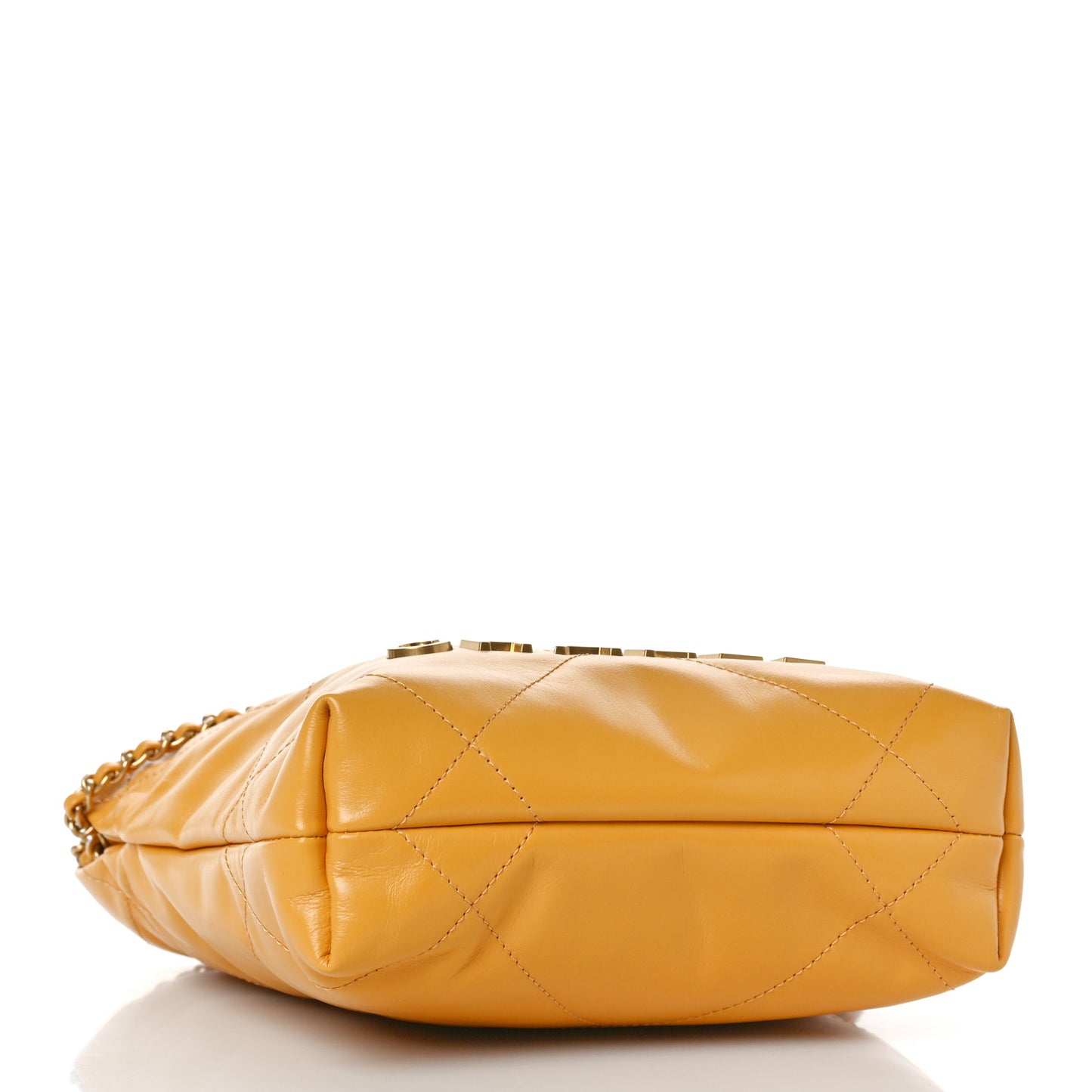 Shiny Calfskin Quilted Mini Chanel 22 Yellow